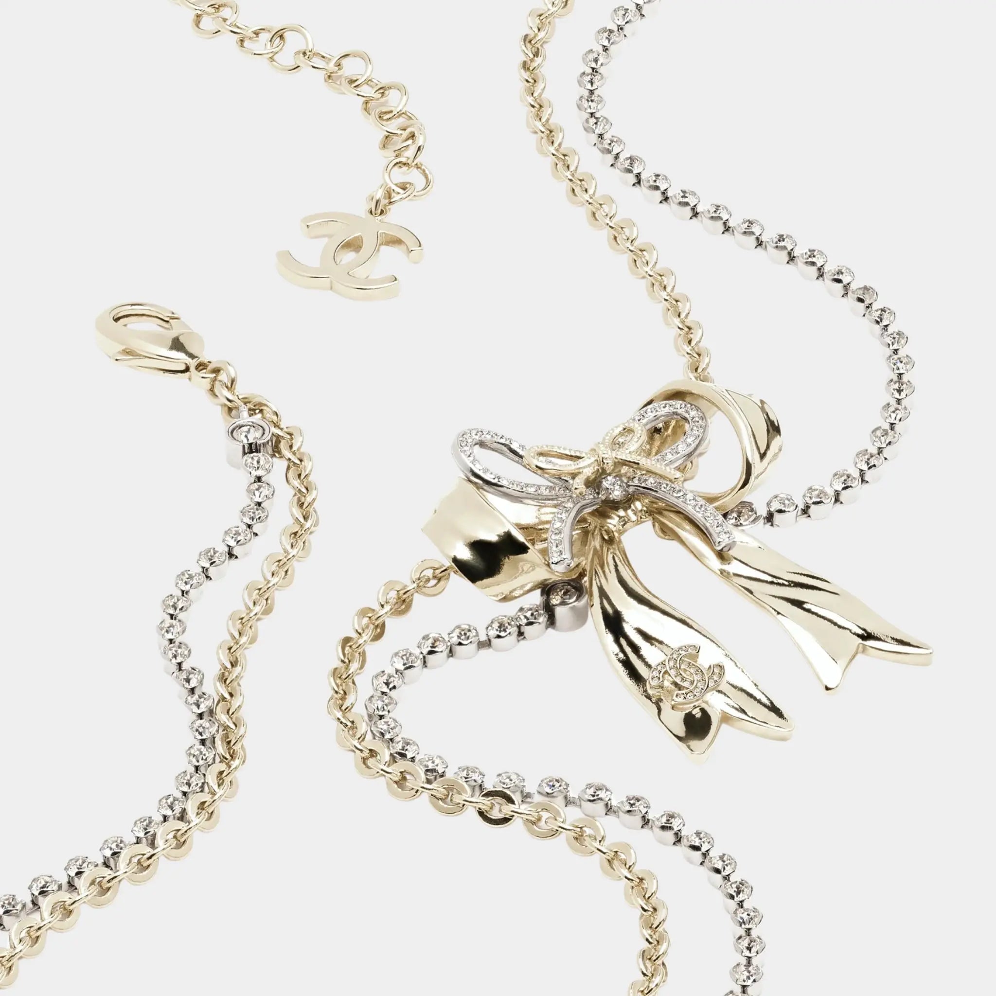 Chain belt Metal & Rhinestones Silver Gold & Crystal