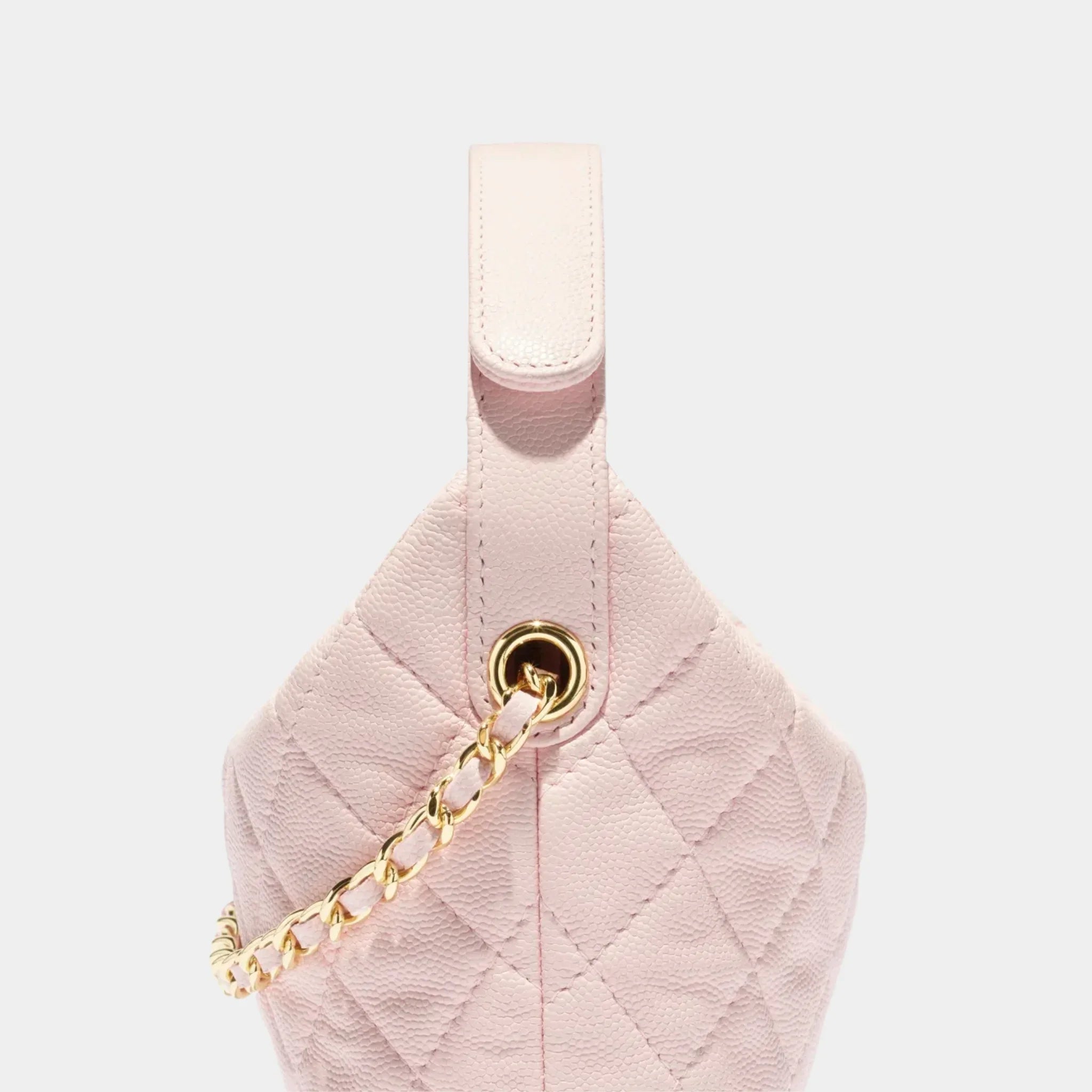 Clutch With Chain in Grained Shiny Calfskin