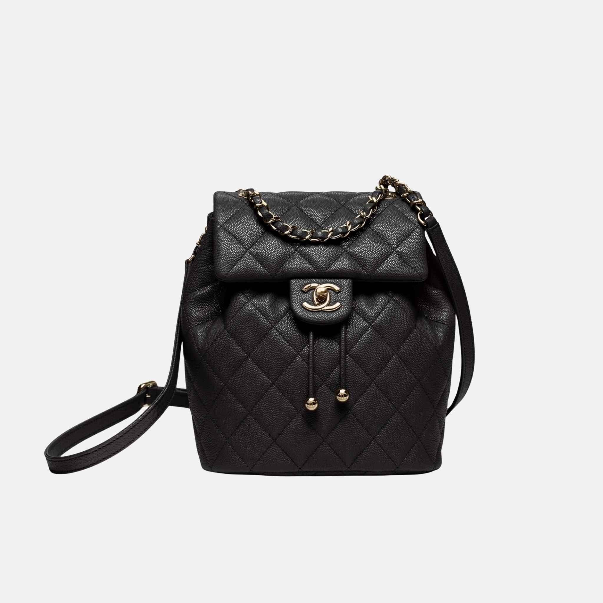 Cruise 2024/25 Black Backpack In Grained Calfskin And Gold Tone