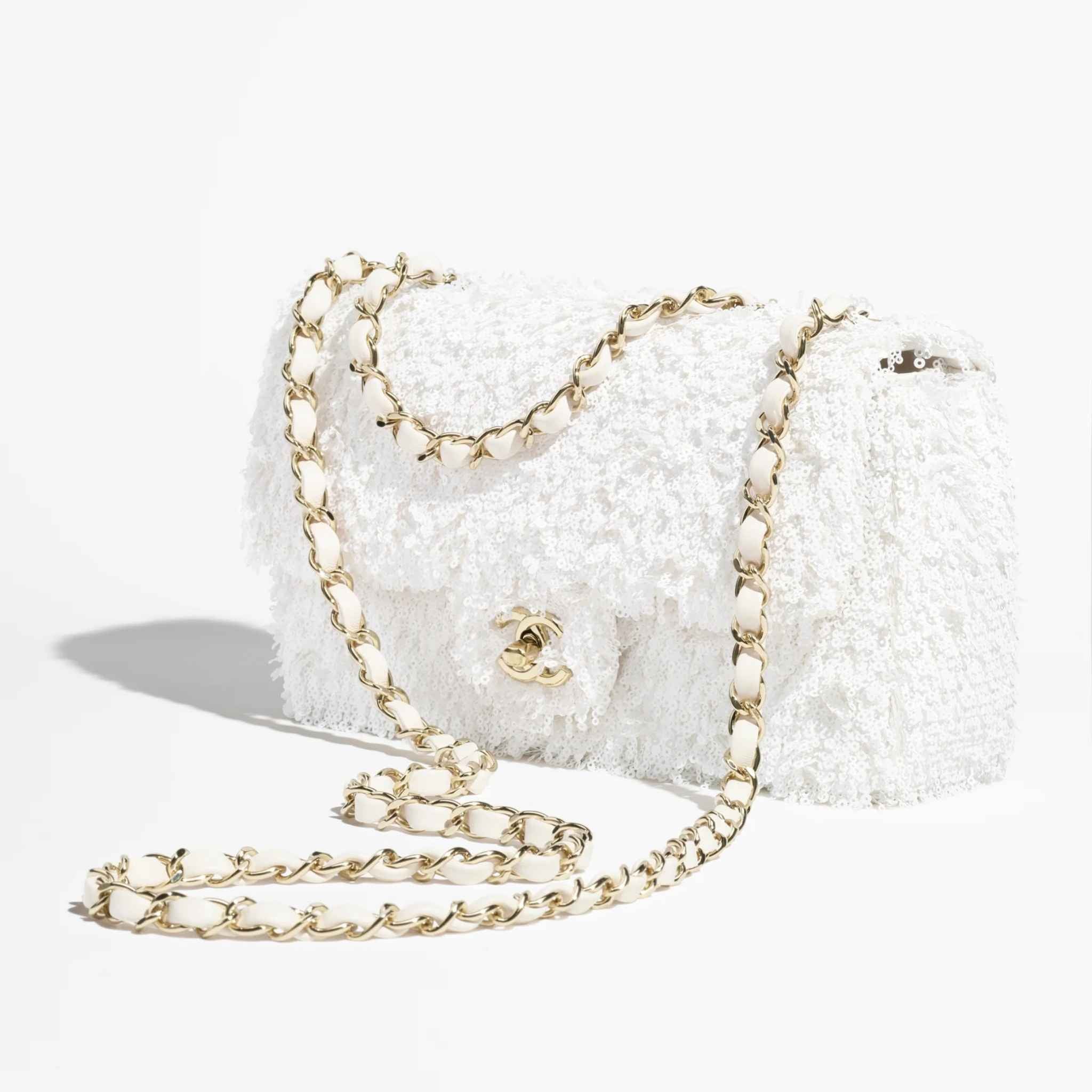 Chanel Evening Bag In Fringed Sequins & Gold Tone Metal, Front