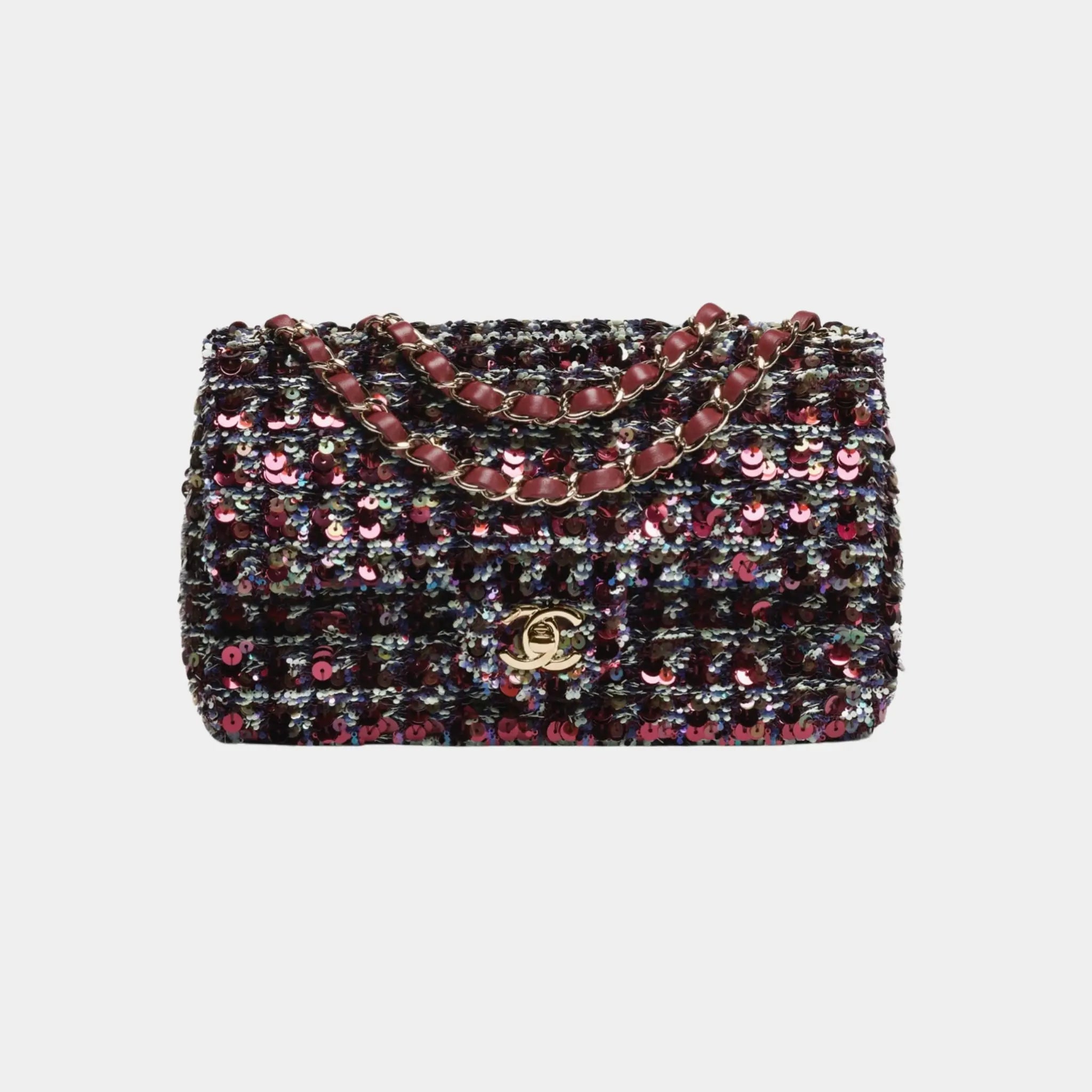 Chanel Evening Bag, Sequins and Gold-Tone Metal, Burgundy