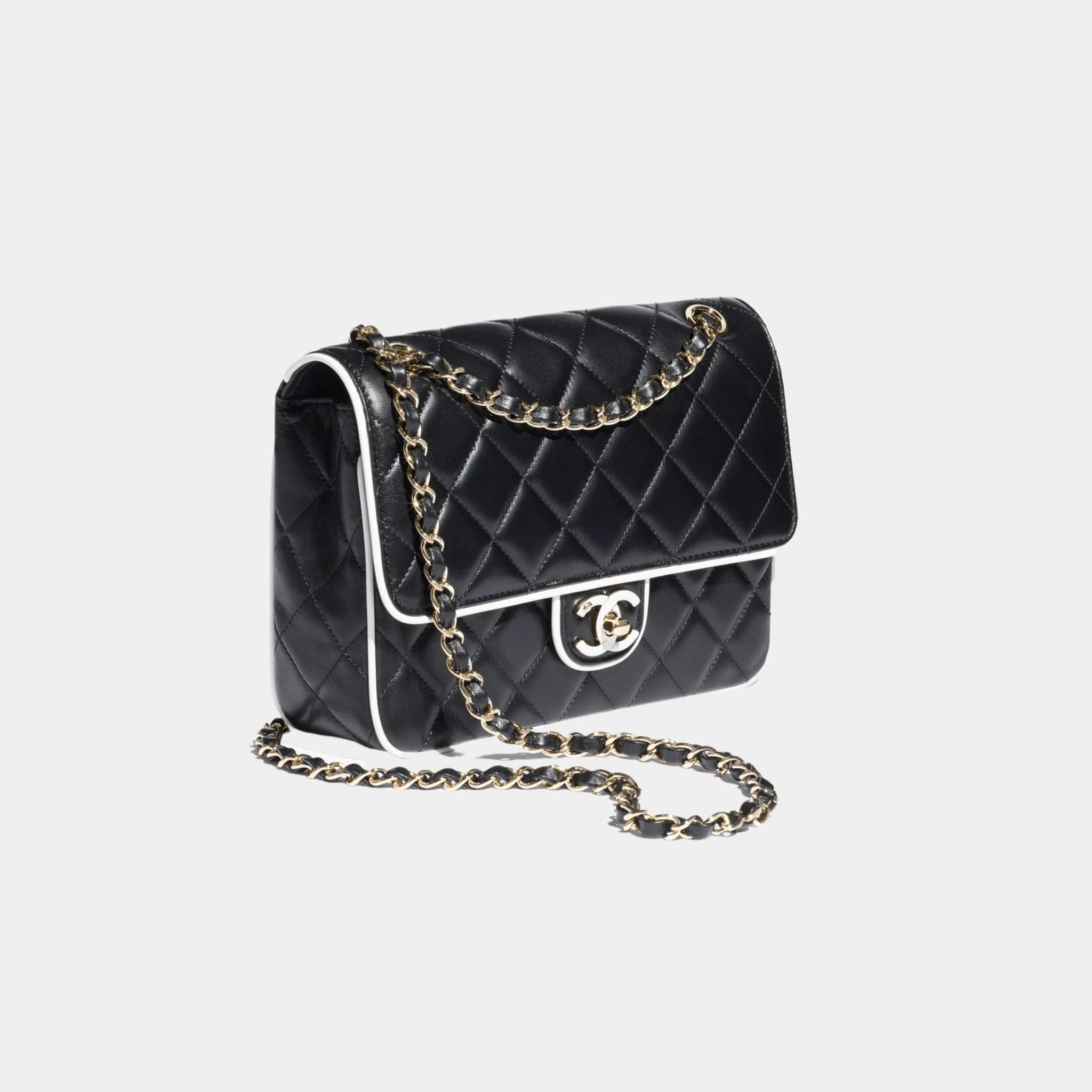 Flap Bag Lambskin Black White