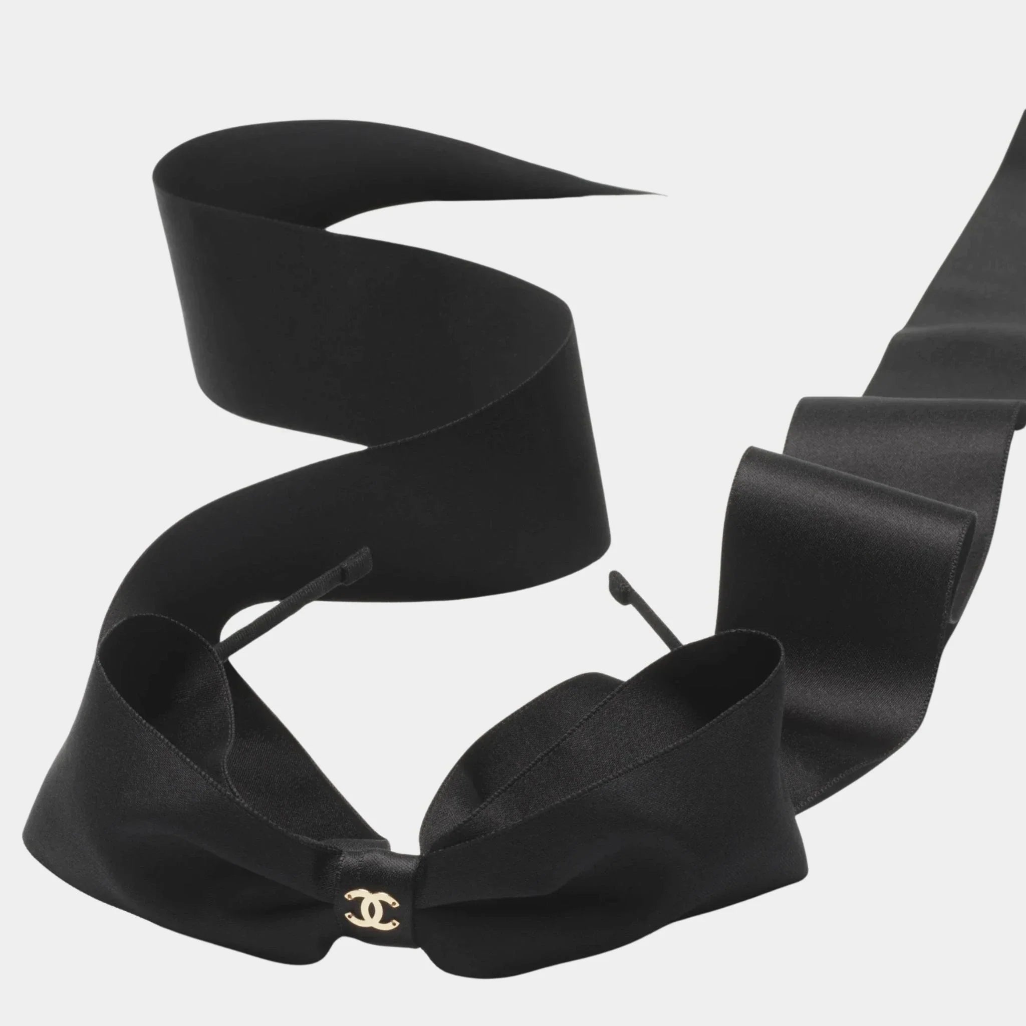 Headband Mixed Fibers Silk & Metal Black