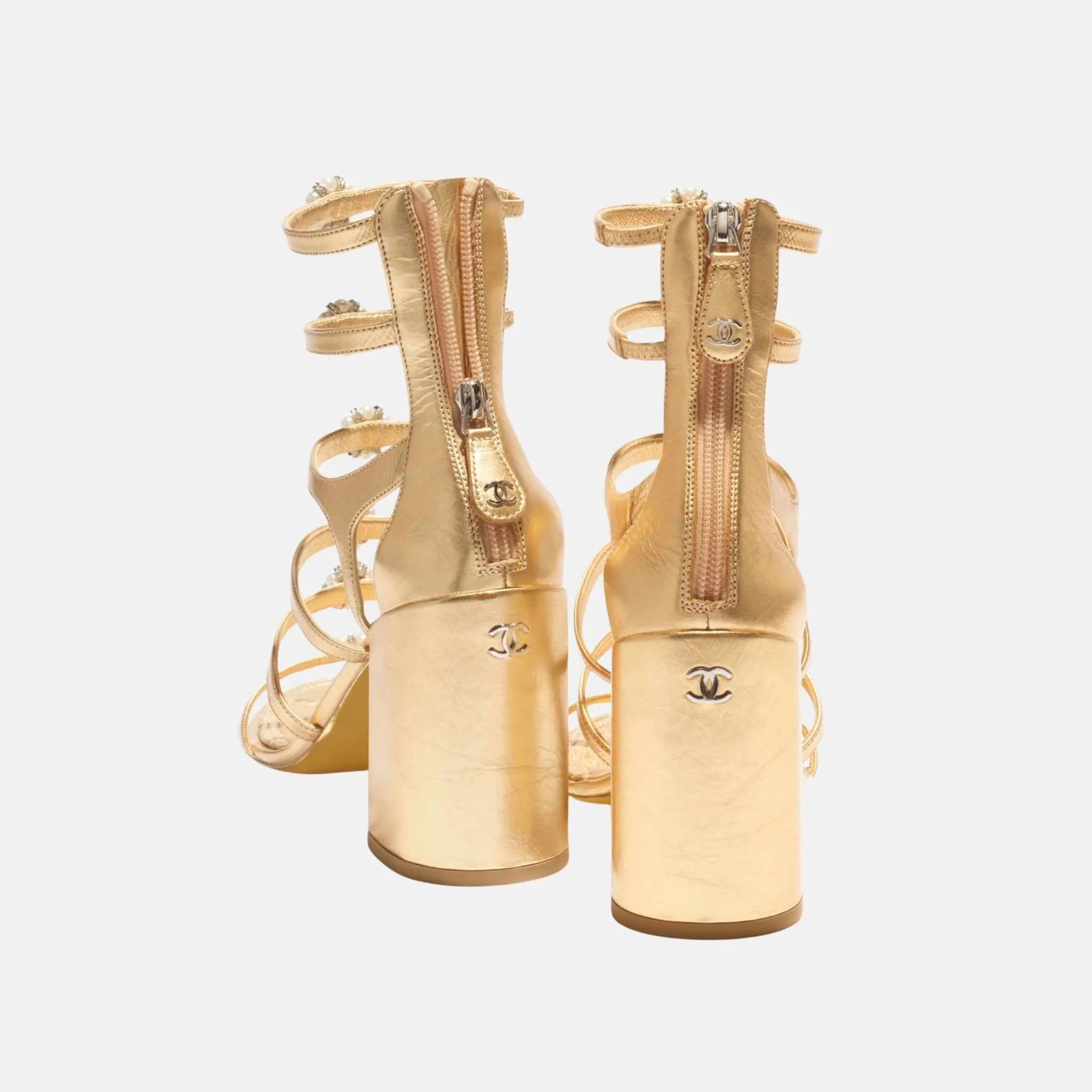 Heel Sandals in Laminated Lambskin