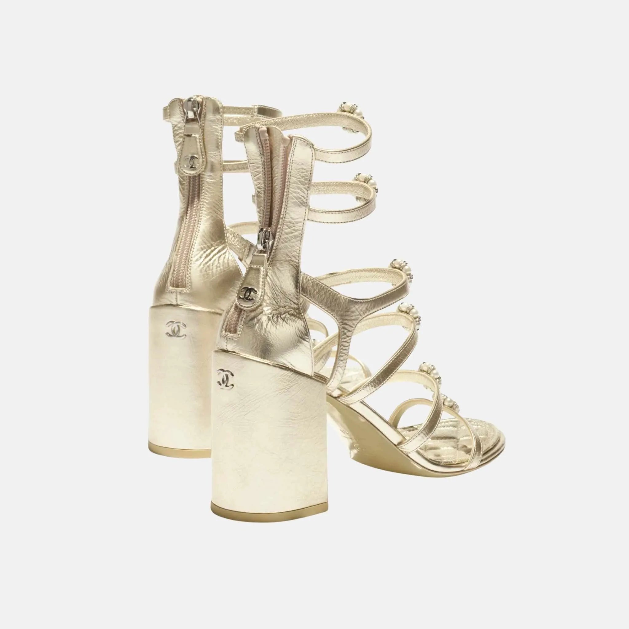 Heel Sandals in Laminated Lambskin