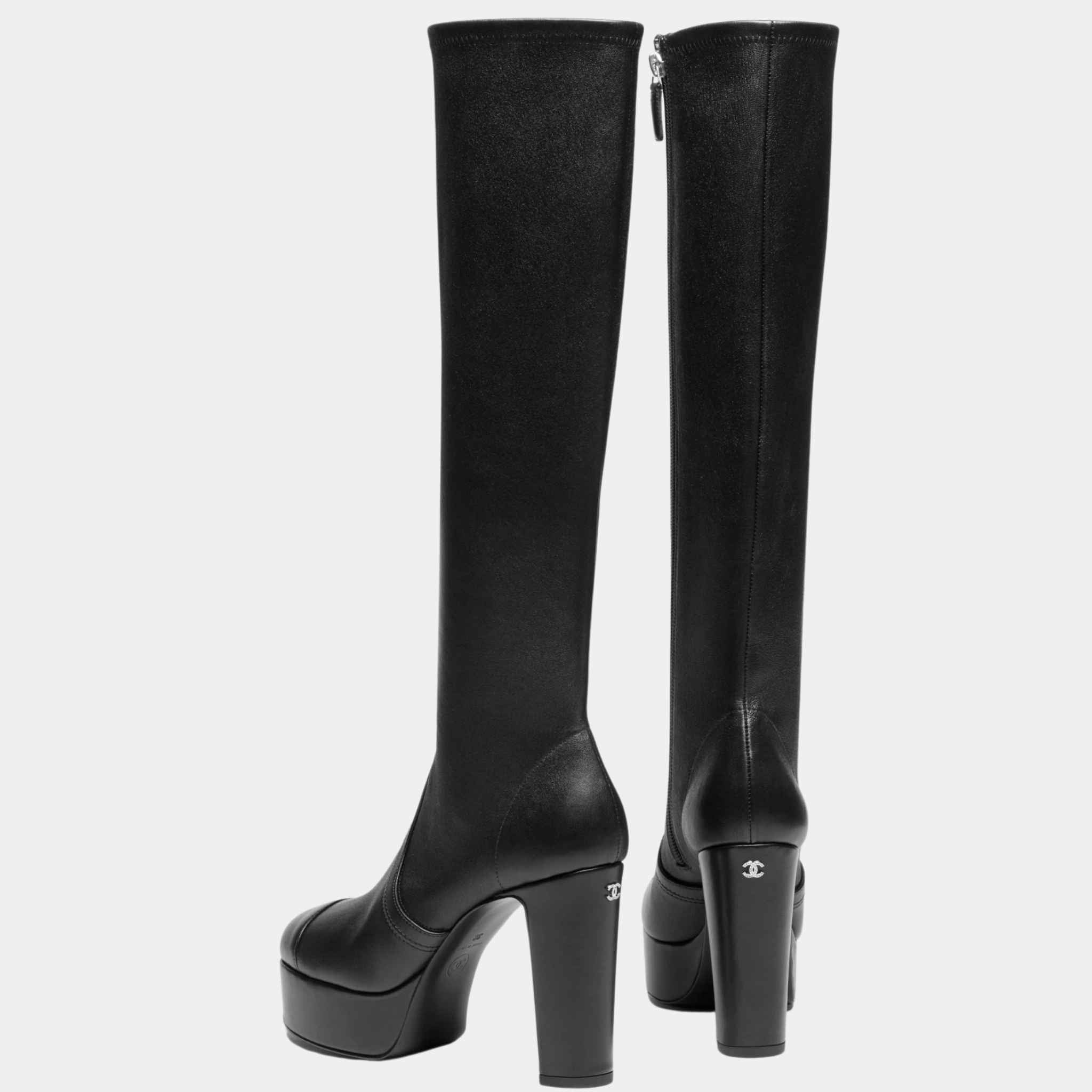 High Boots Stretch Lambskin And Lambskin Black