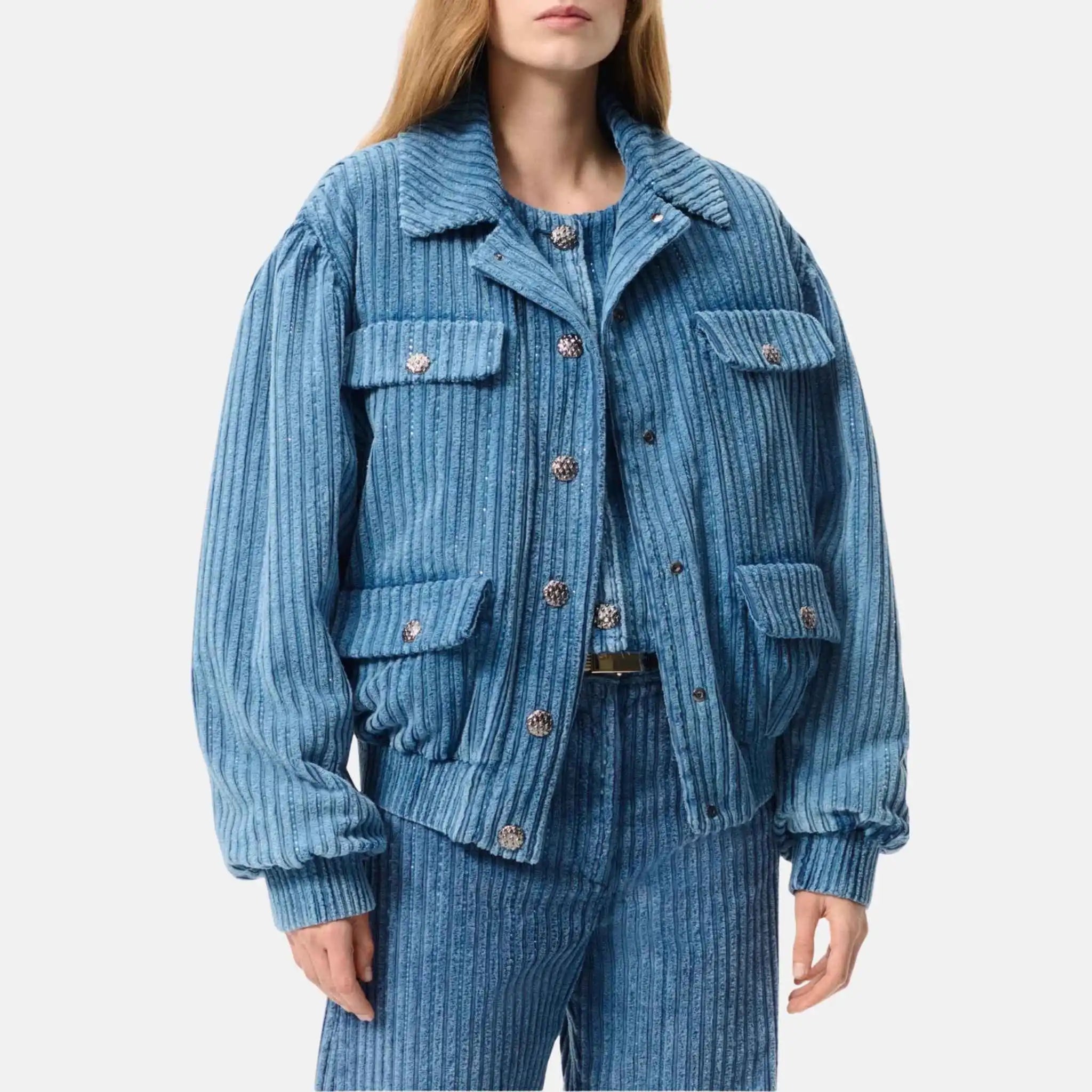 Chanel Jacket Cotton Velvet And Strass