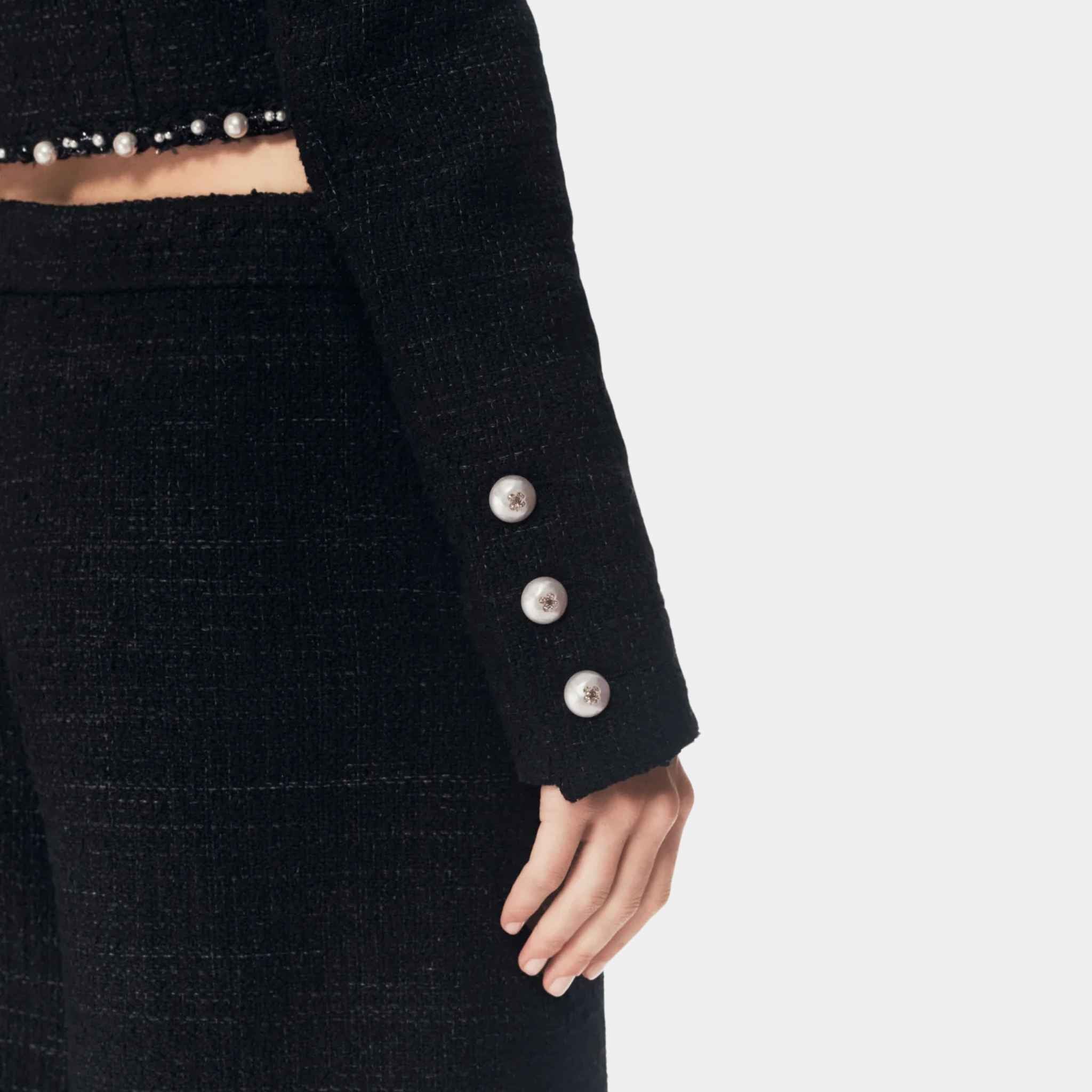 Jacket Tweed Imitation Pearls Black & White