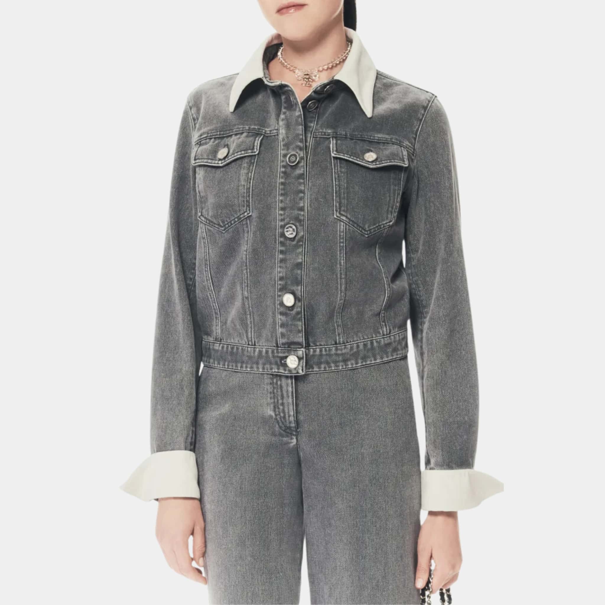 Jacket Washed Out Denim Grey White