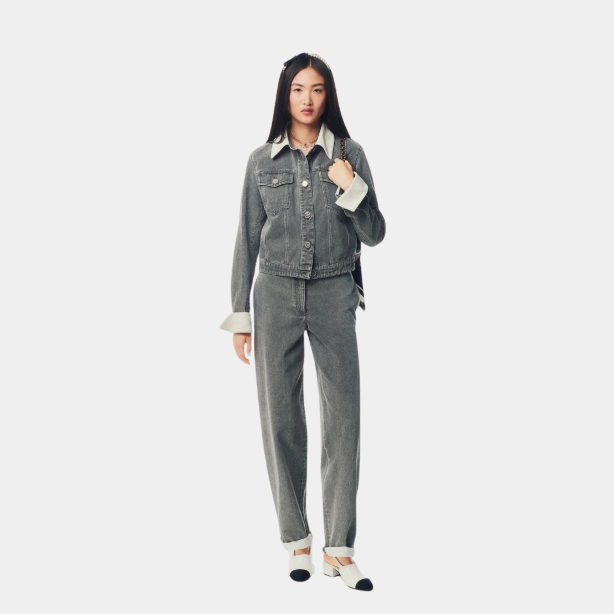 Jacket Washed Out Denim Grey White