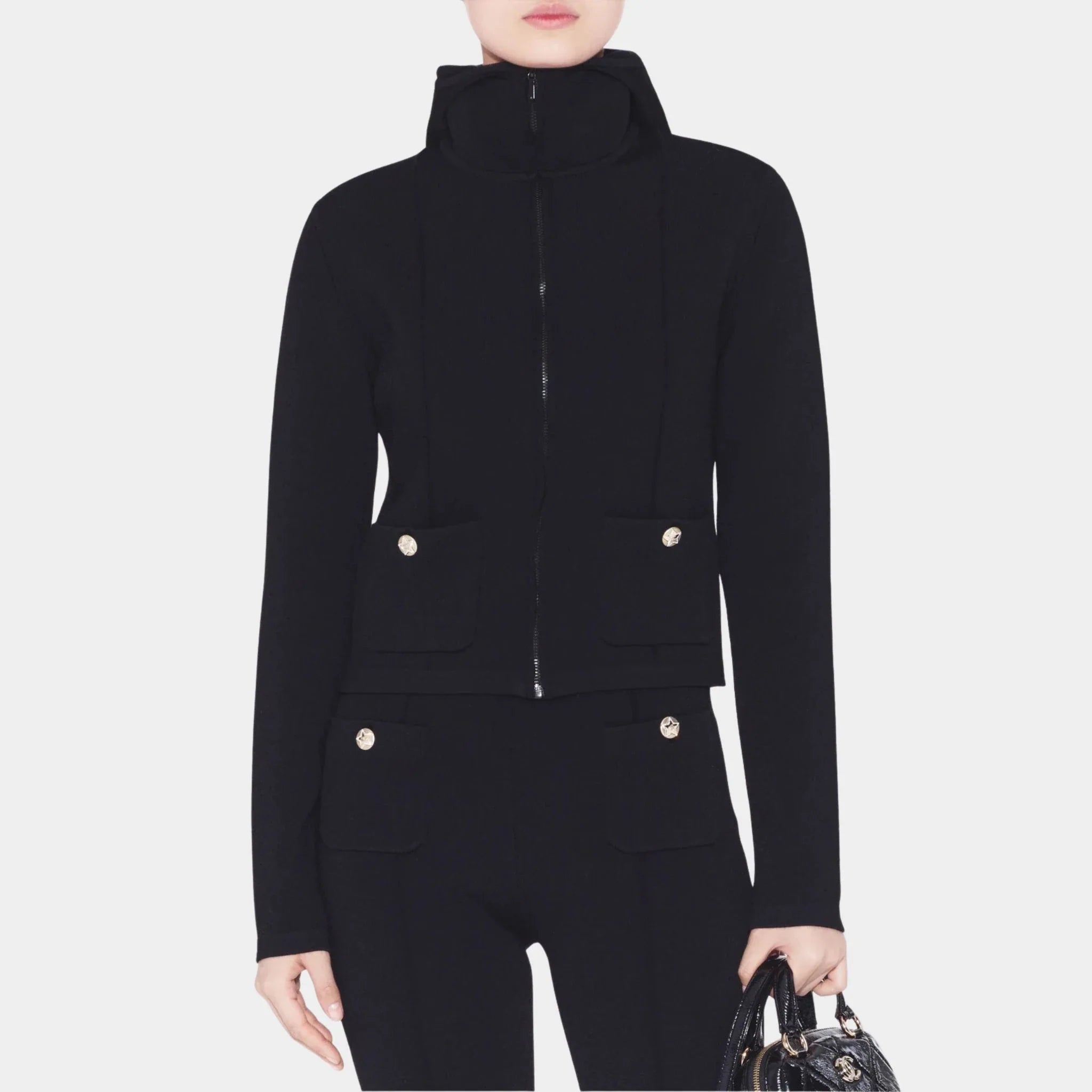 Chanel Jacket Wool & Mixed Fibres  Black, Front