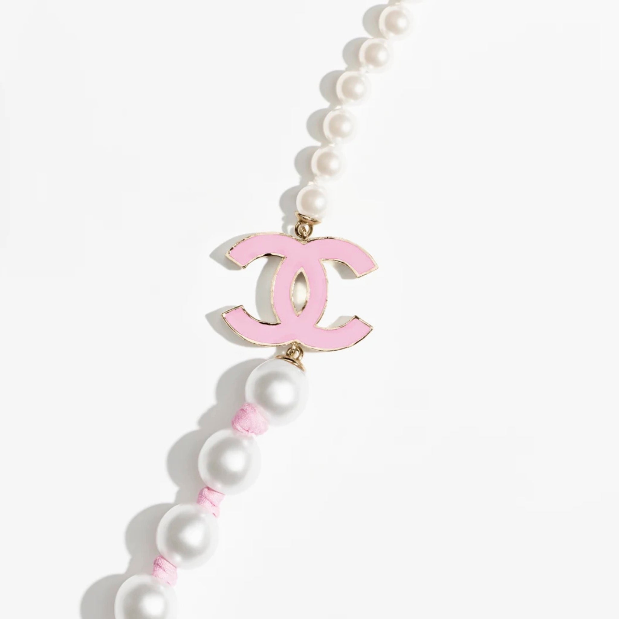 Long Necklace Metal Glass Imitation Pearls Silk Resin