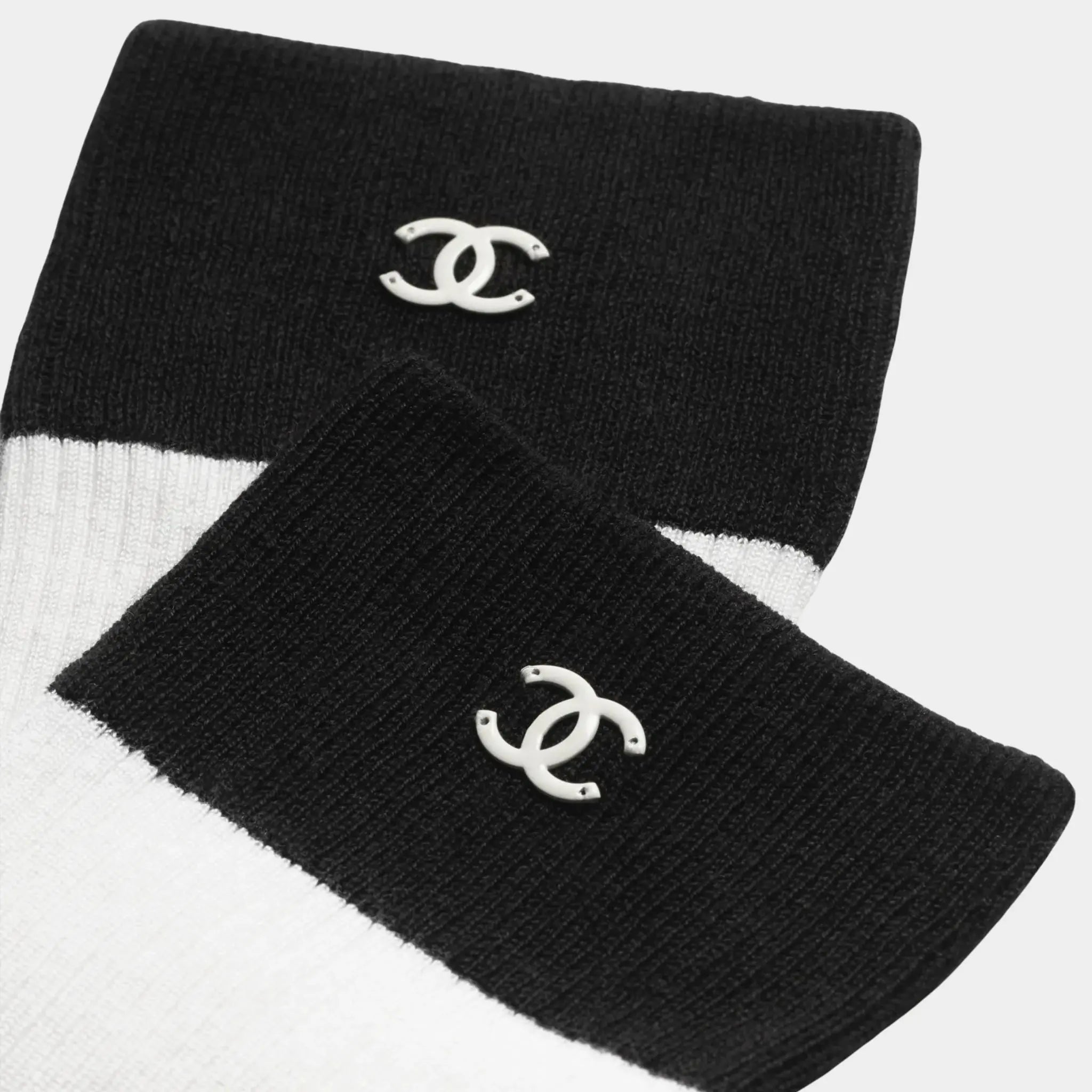 Long Socks Silk & Cotton Black & White