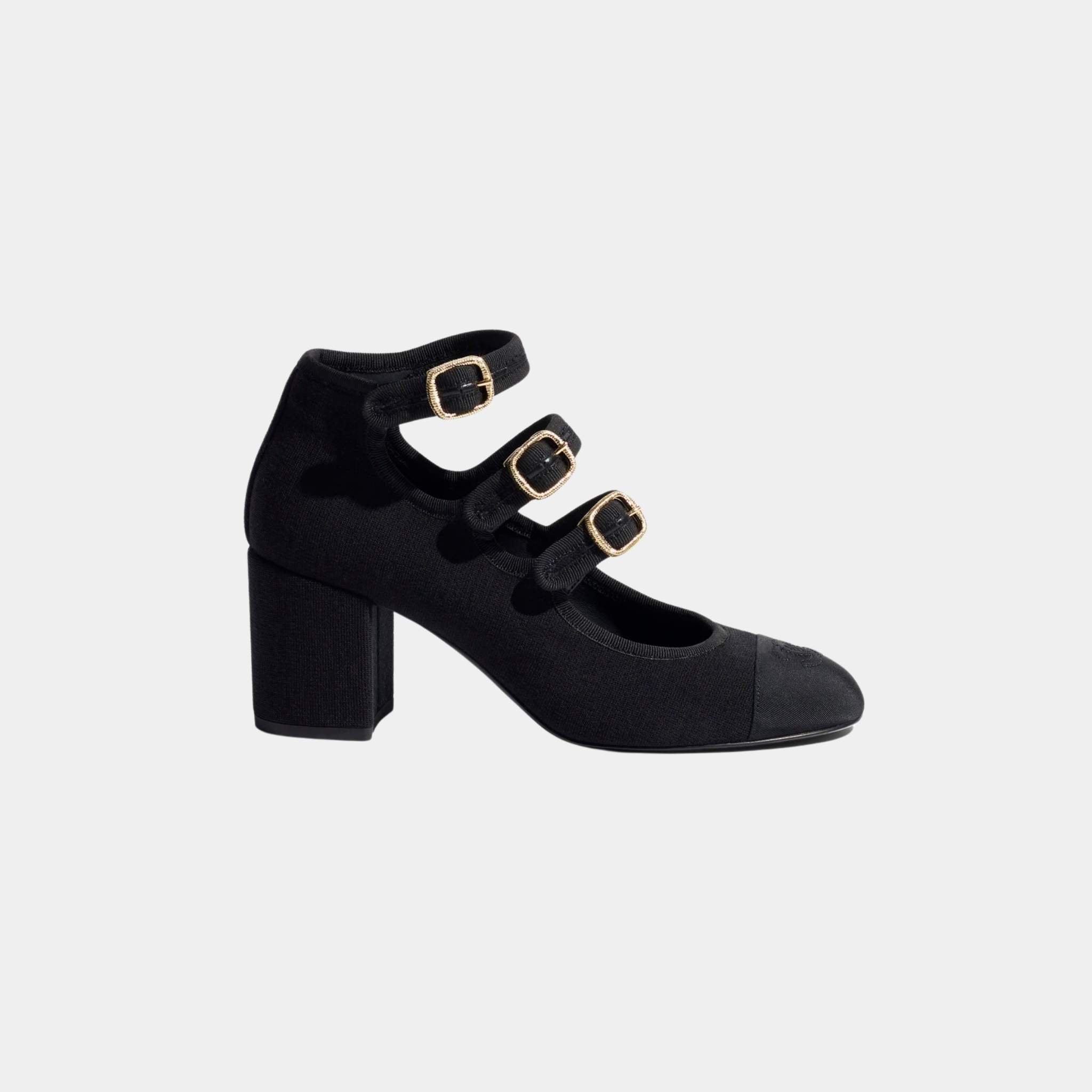 Mary Janes Fabric And Grosgrain Heels In Black