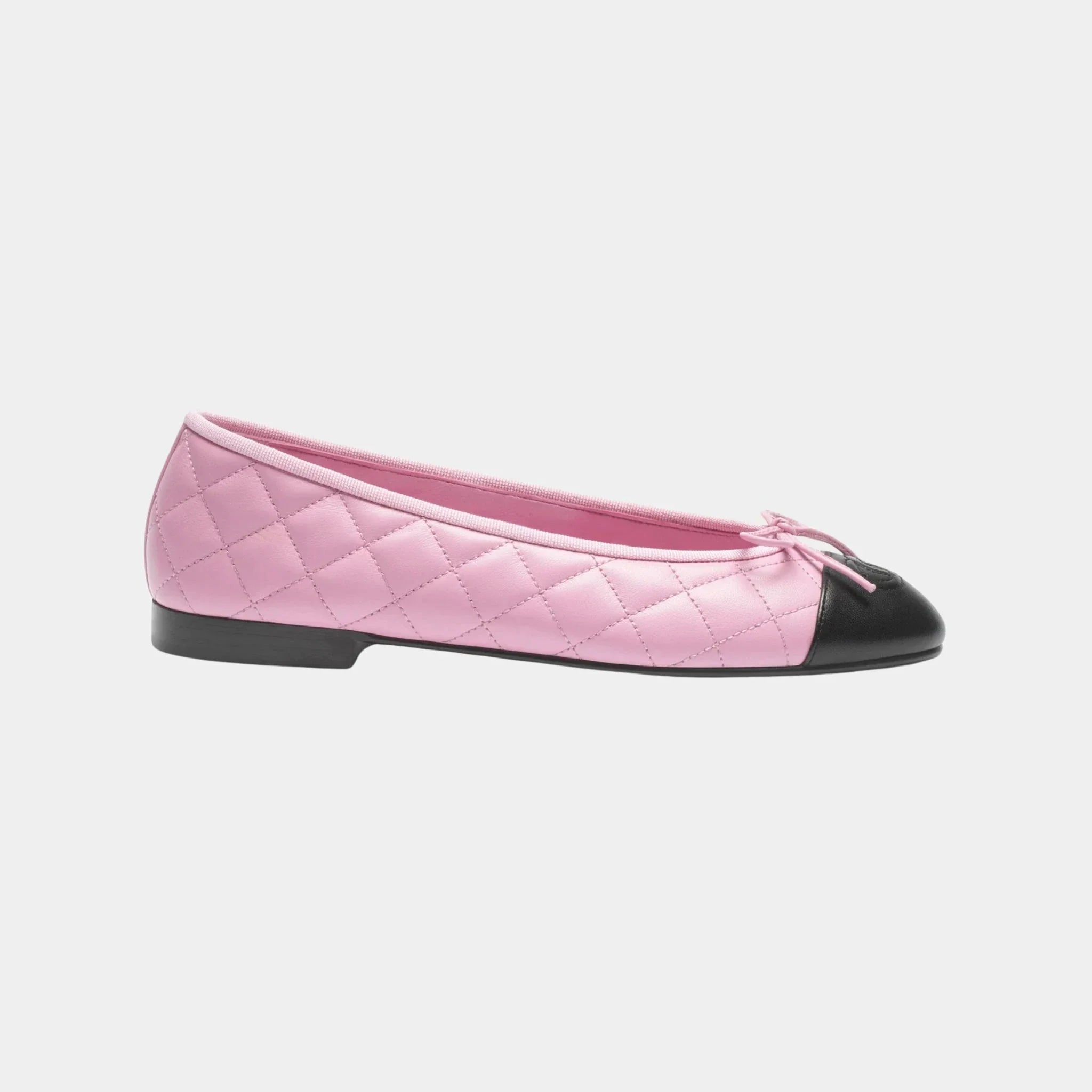 Chanel Ballerinas in Lambskin, Pink, Black, Side