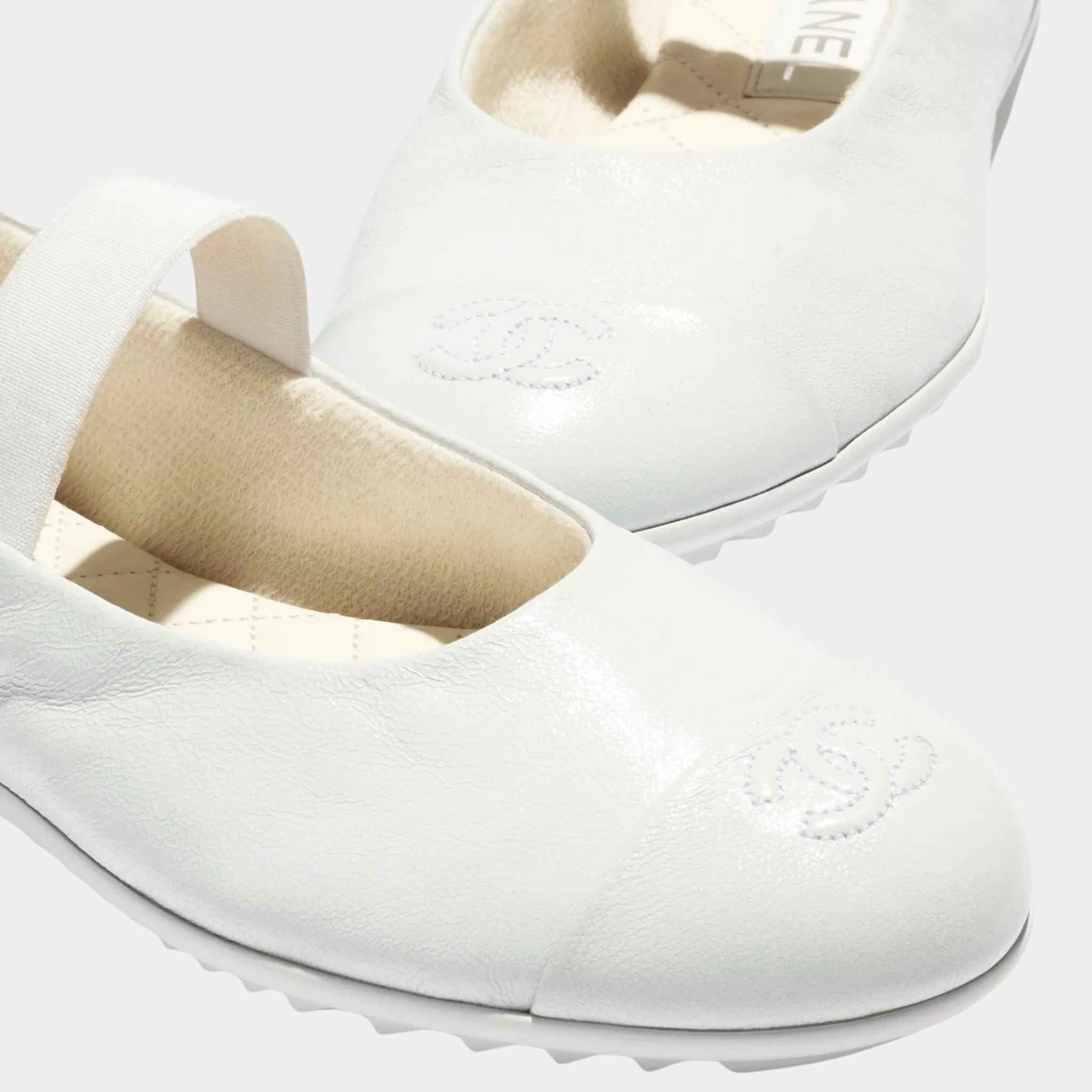 Mary Janes Lambskin White