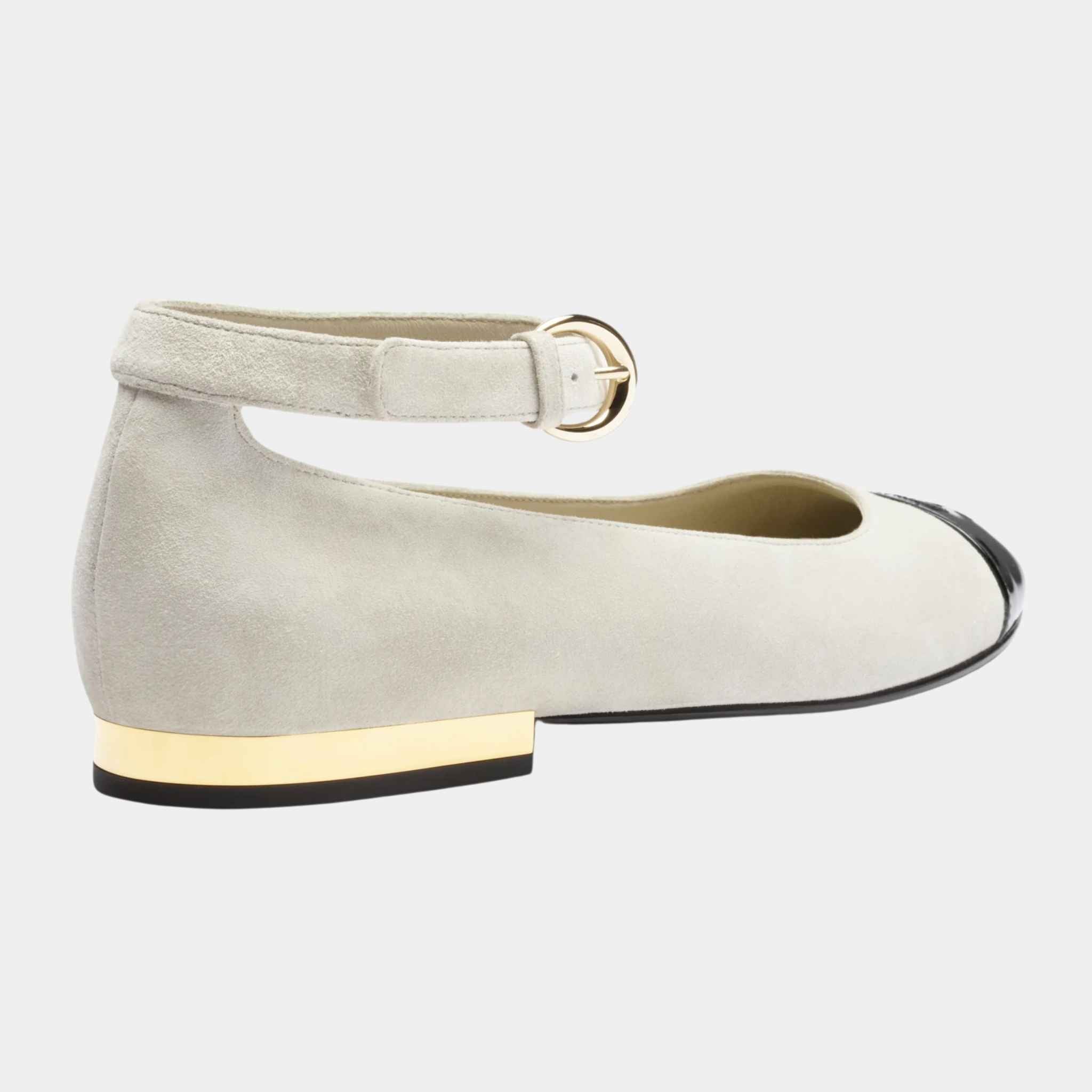 Mary Janes Suede Calfskin Patent Calfskin Light Grey Black