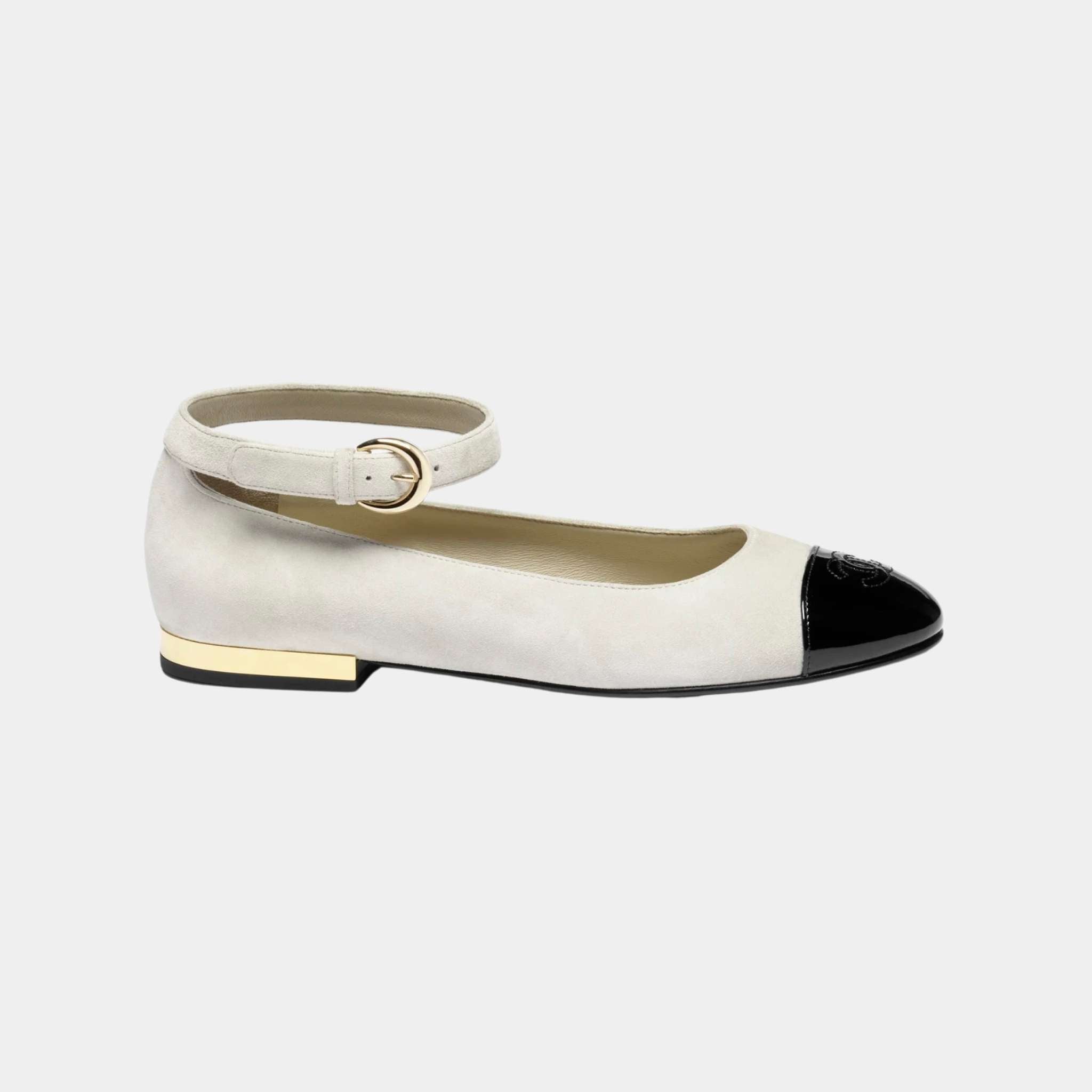 Mary Janes Suede Calfskin Patent Calfskin Light Grey Black