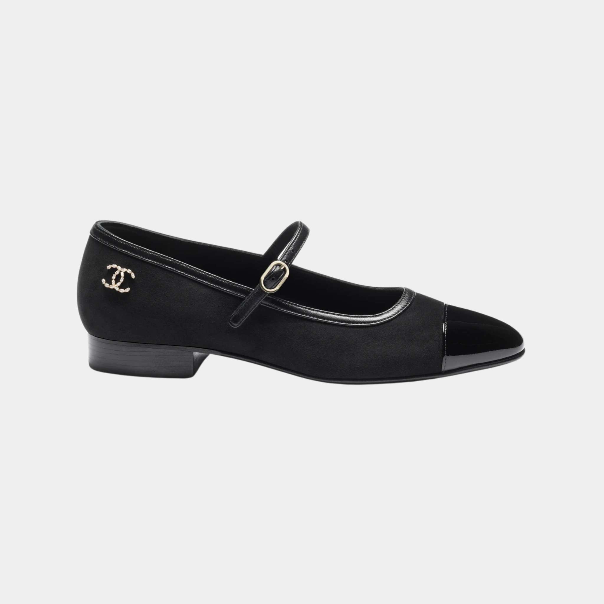 Mary Janes Suede Kidskin Lambskin Patent and Calfskin Black