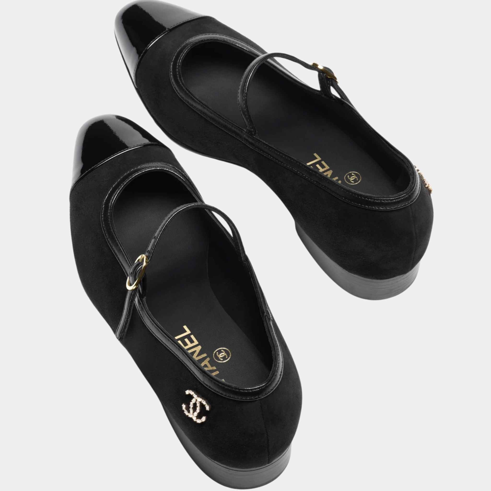Mary Janes Suede Kidskin Lambskin Patent and Calfskin Black