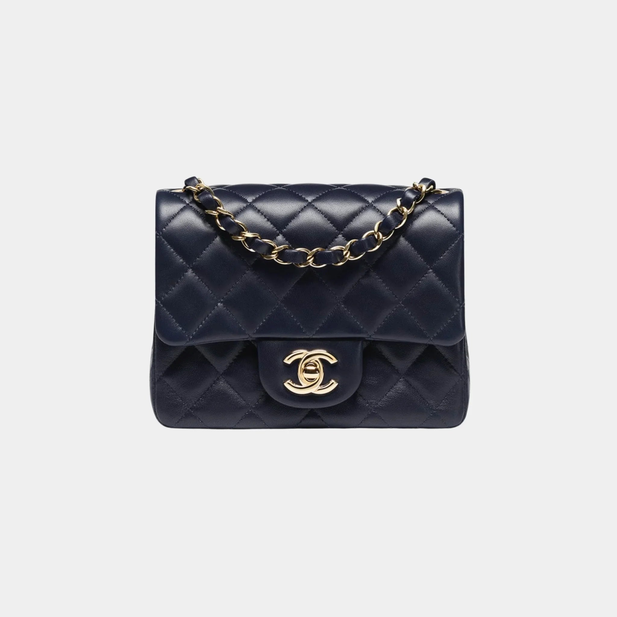 Chanel Mini Classic Handbag, Lambskin, Dark Blue
