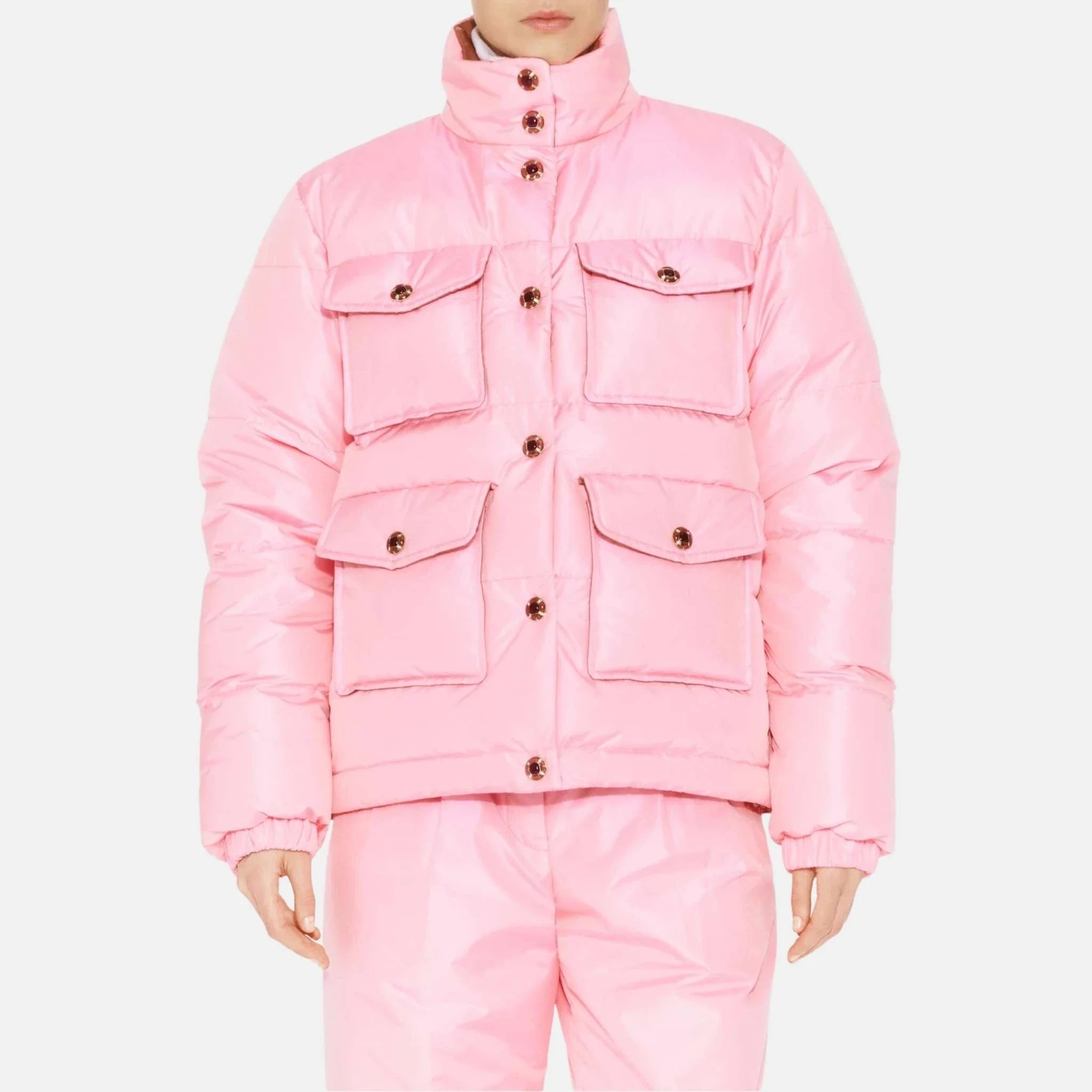 Chanel Puffer Coat Silk Pink