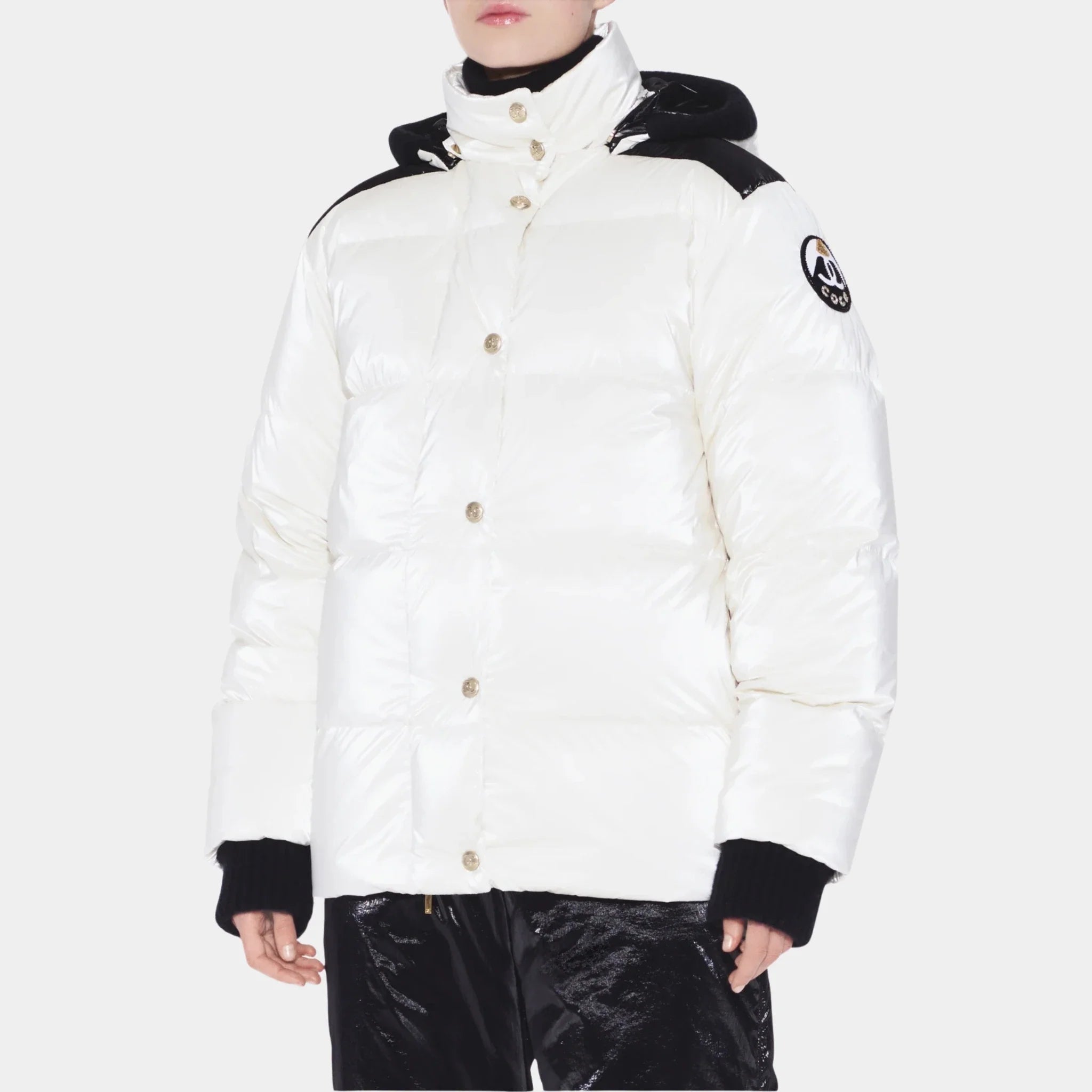 Chanel Puffy Jacket Mixed Fibers in Black and White, Front