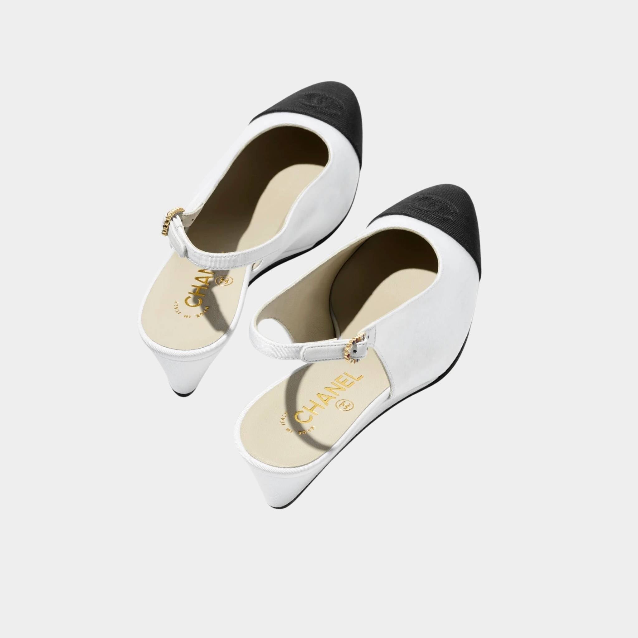 Slingbacks Grosgrain White Black