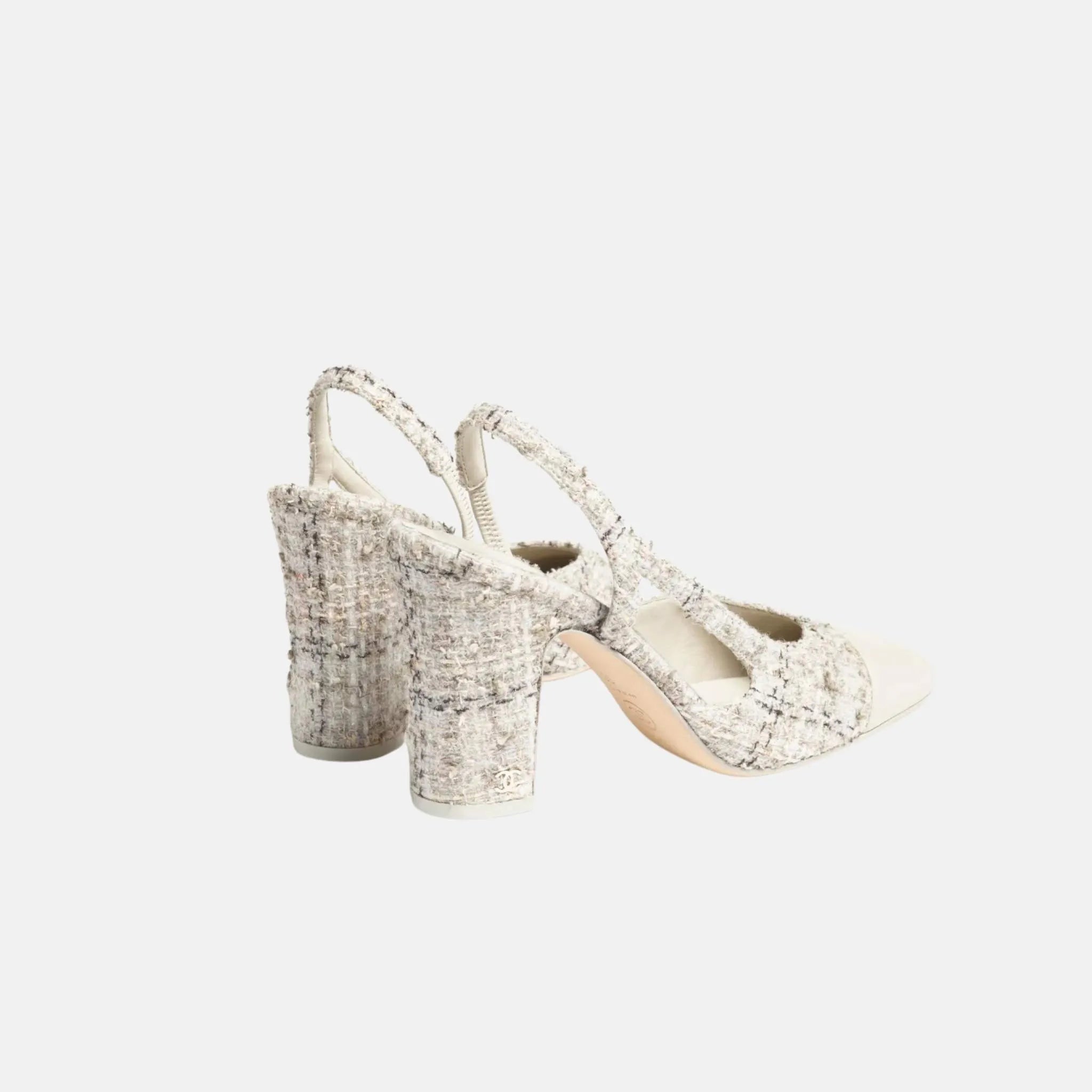 Slingbacks in Wool Tweed and Lambskin