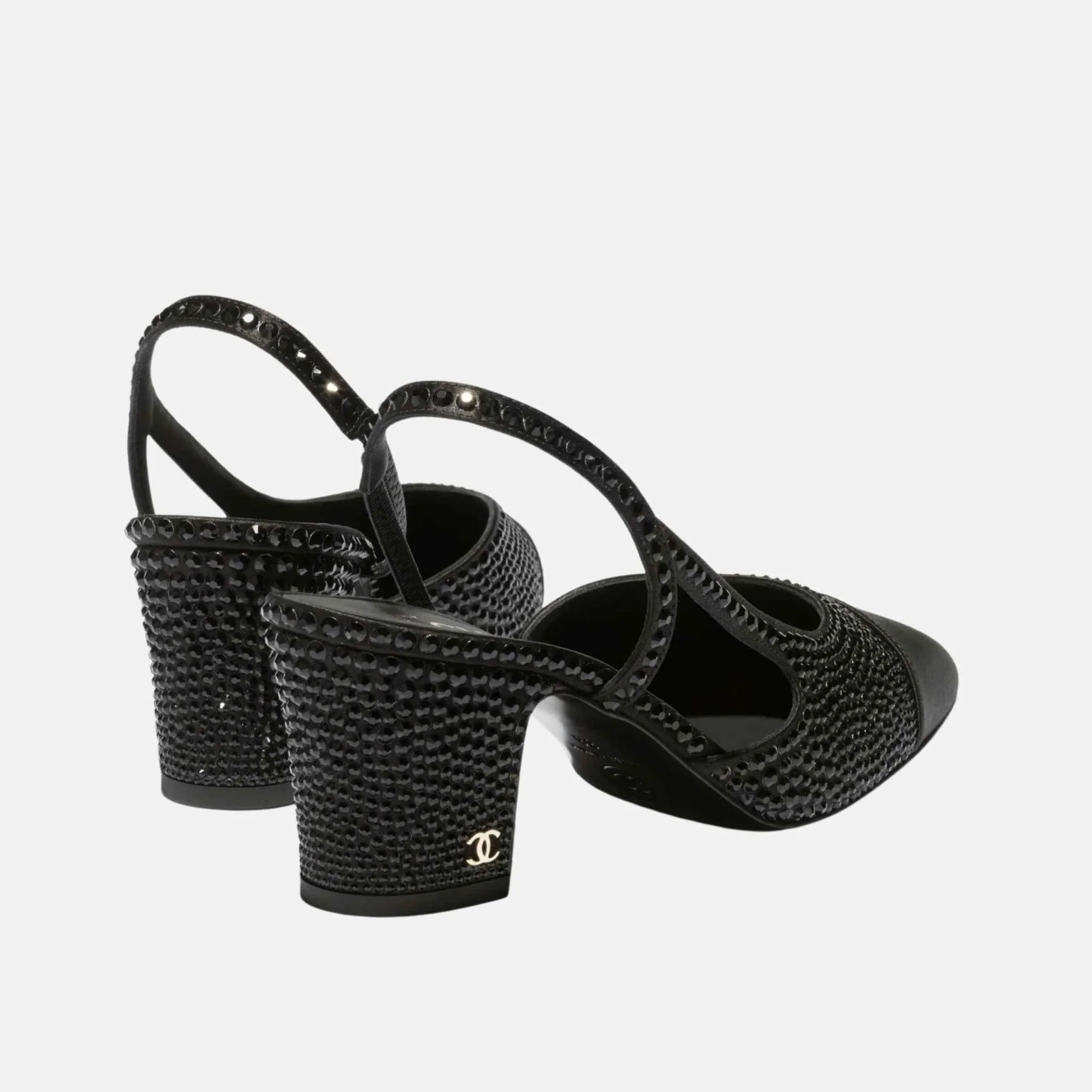 Slingbacks in Strass and Satin