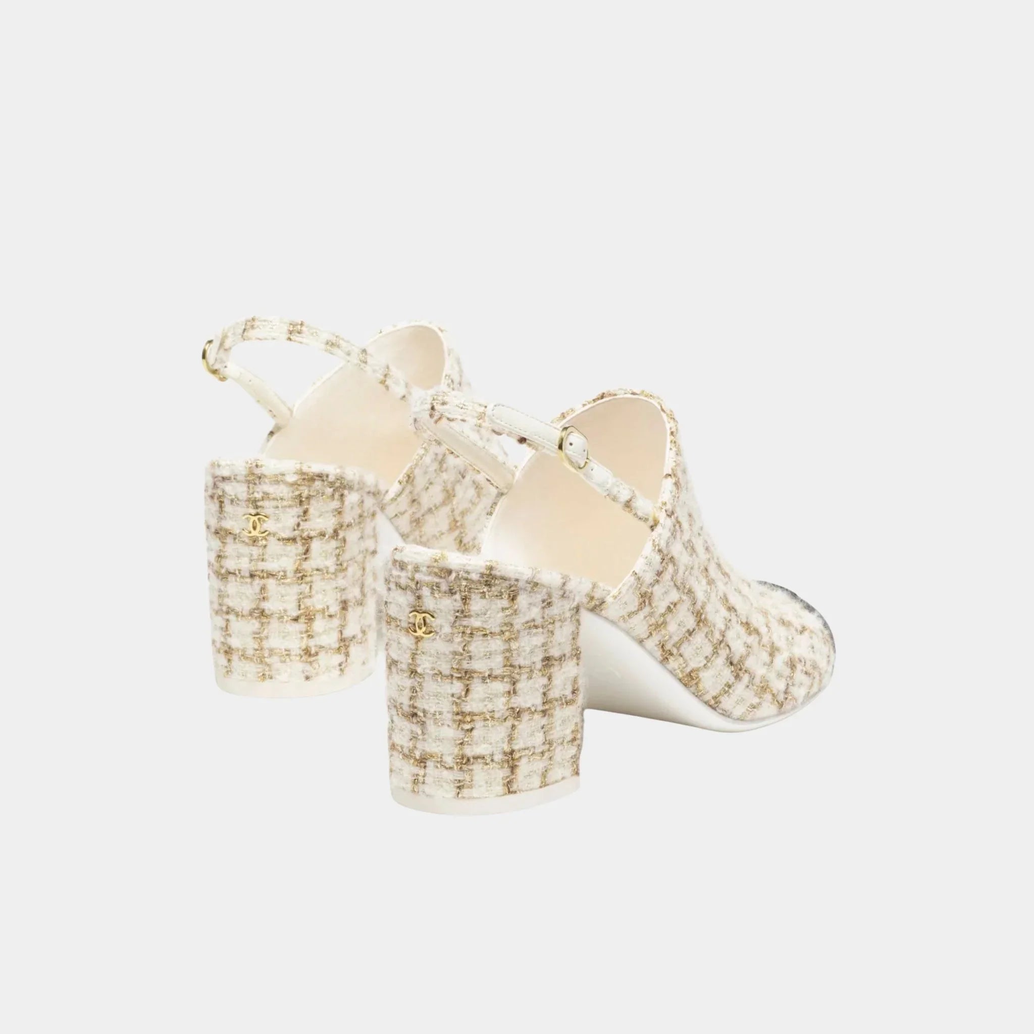 Slingbacks in Wool, Mohair Tweed & Grosgrain