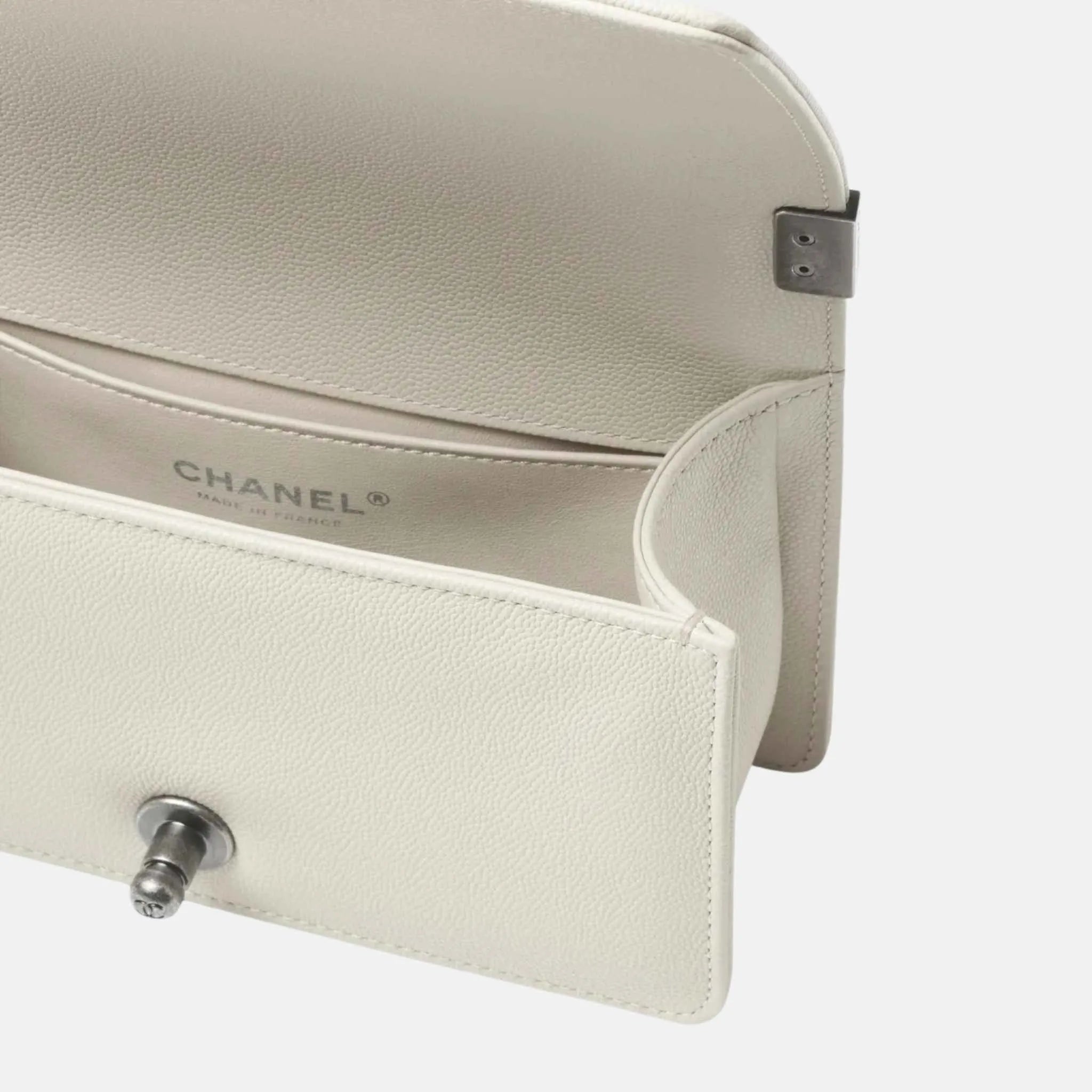 Small Boy Bag in Shiny Grained Calfskin and Ruthenium