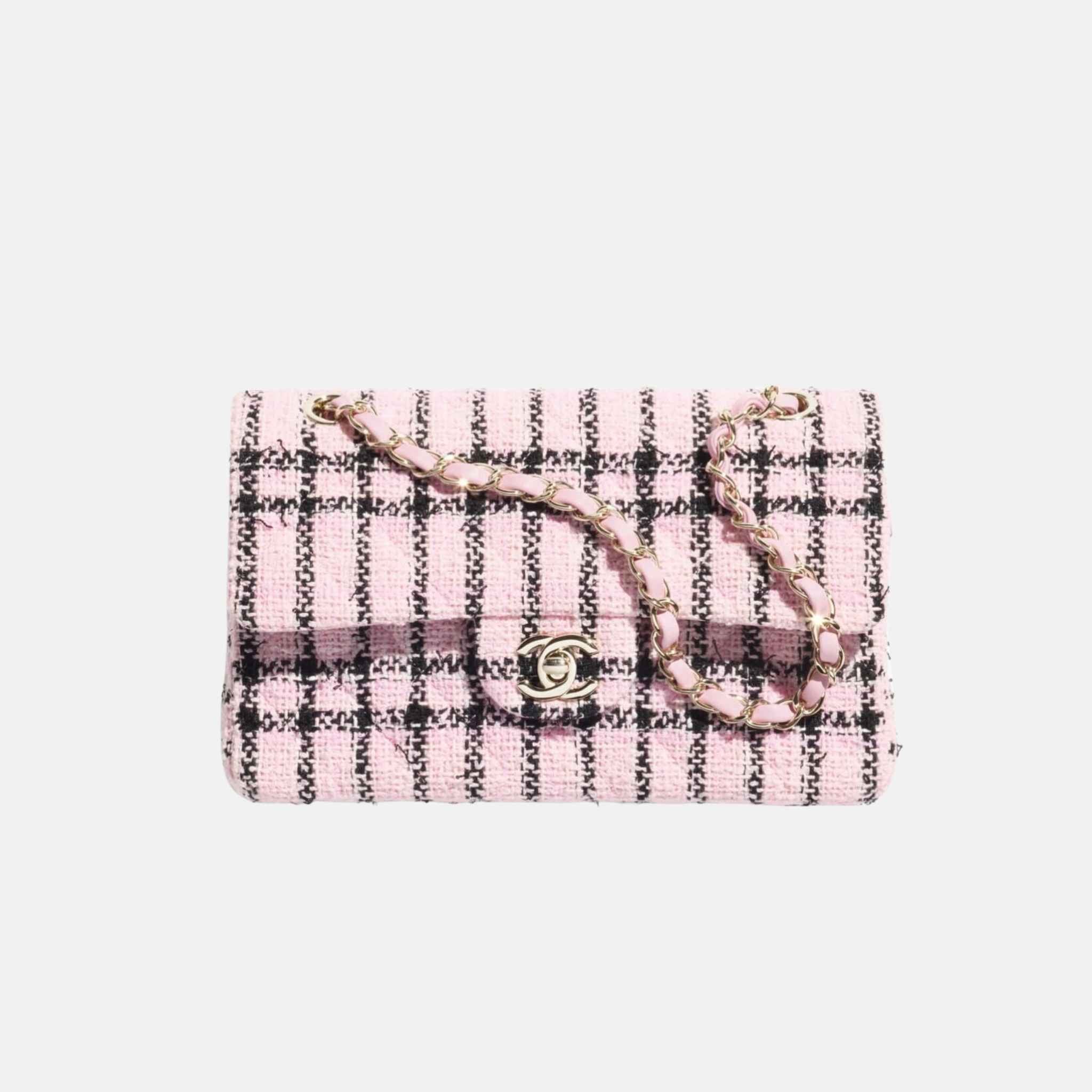 Chanel Small Classic Handbag In Tweed And Gold Metal, Fornt