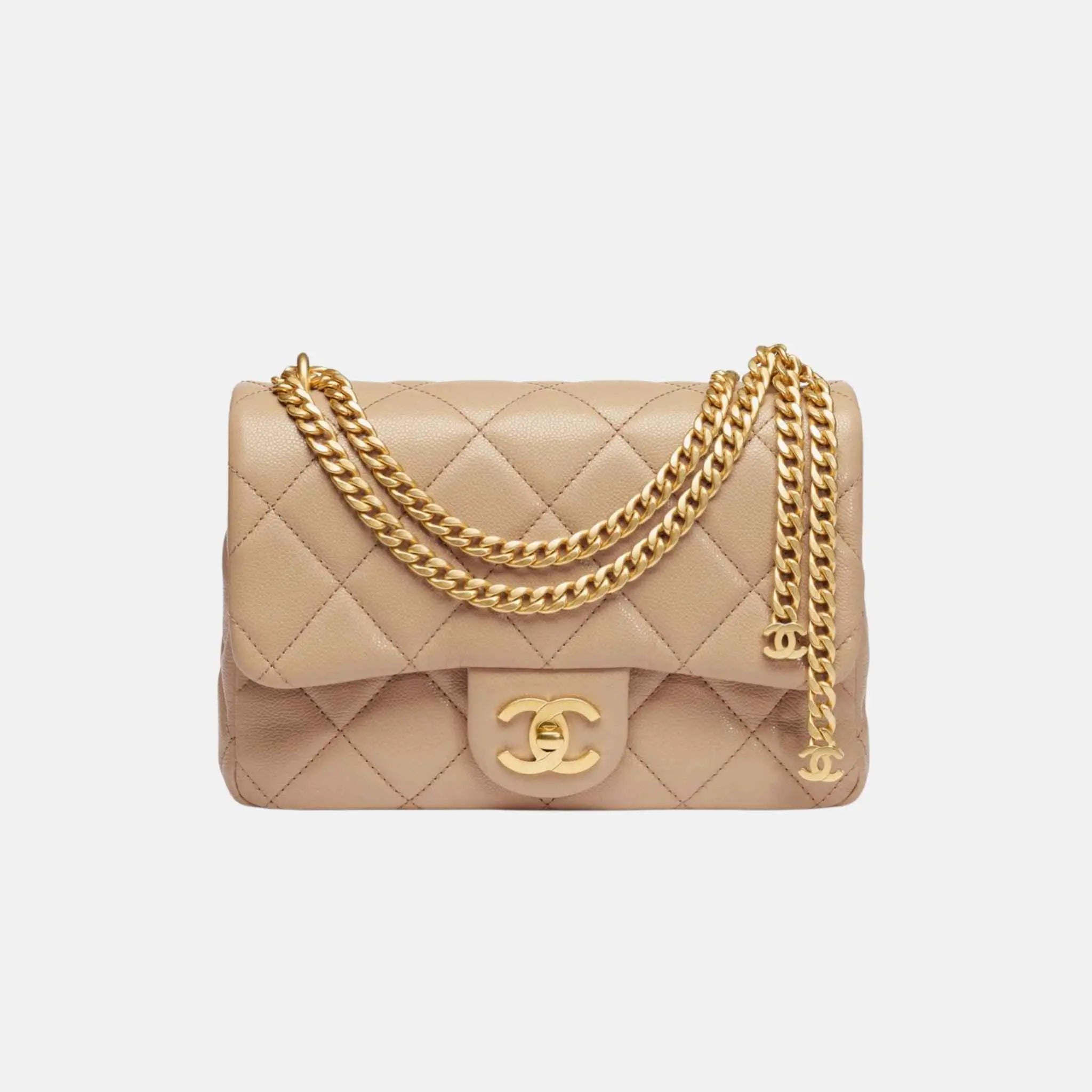 Chanel Small Flap Bag in Grained Shiny Calfskin and Gold Tone Metal