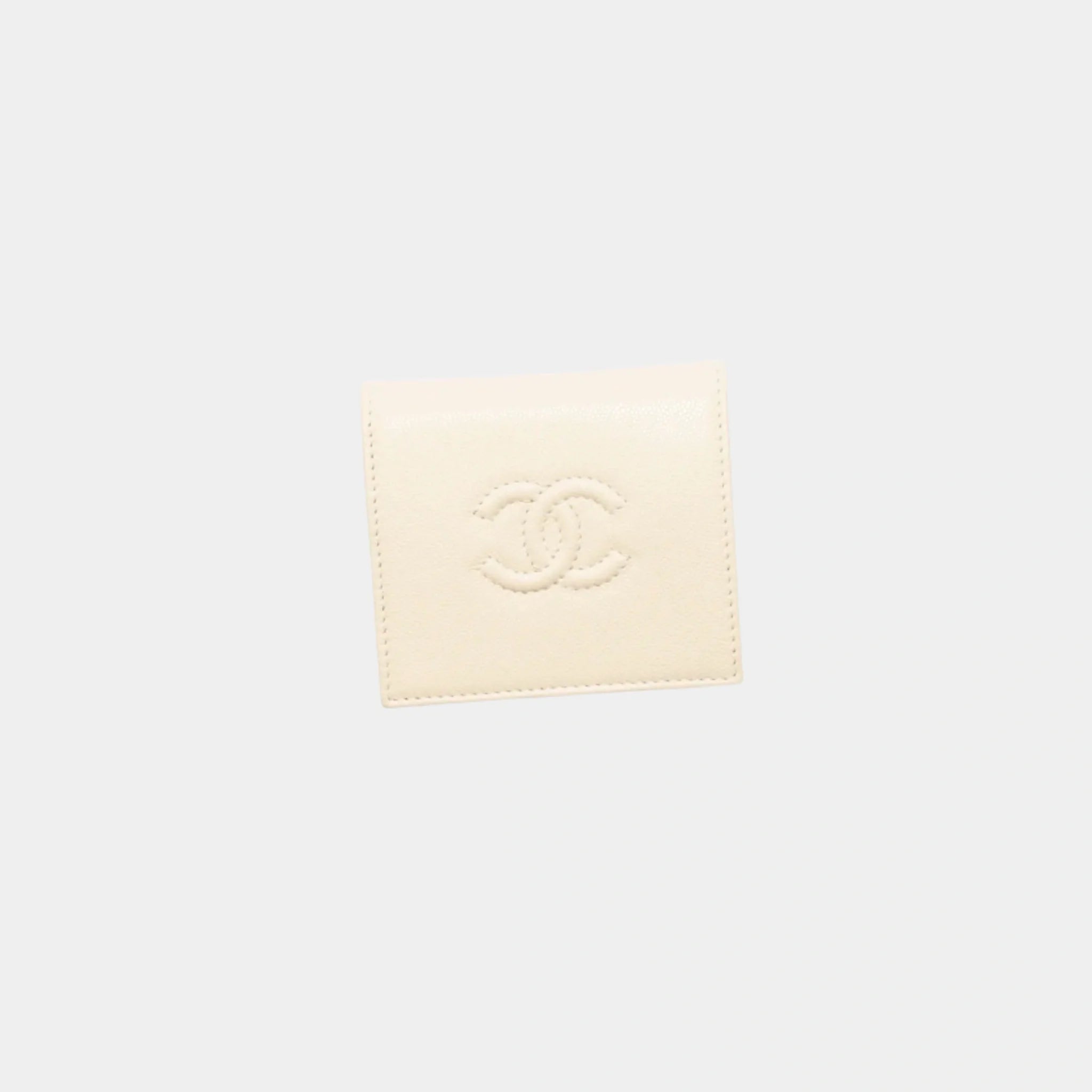 Chanel Small Flap Wallet Grained Shiny Calfskin , Light Beige, Front