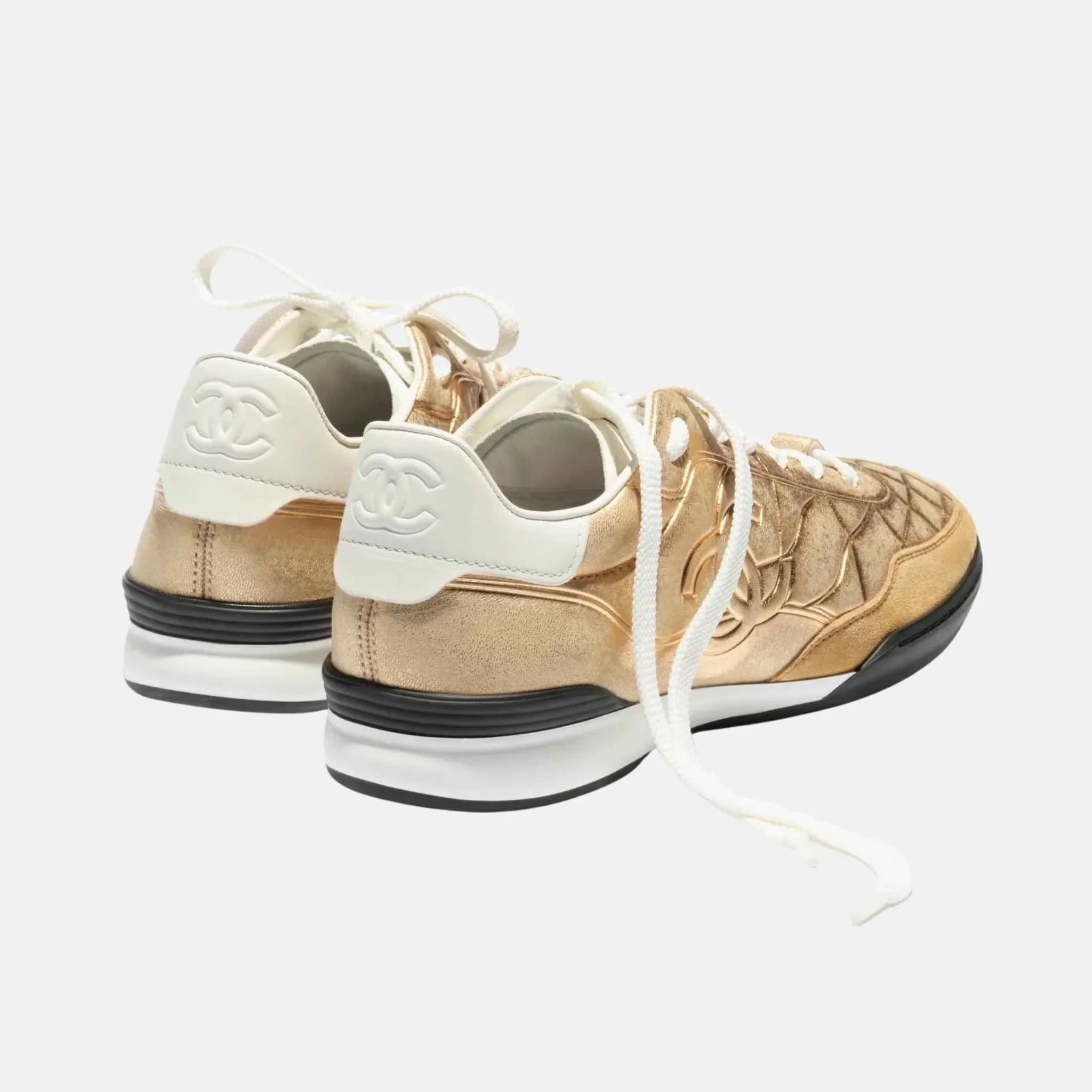 Trainers in Laminated Lambskin and Suede Calfskin