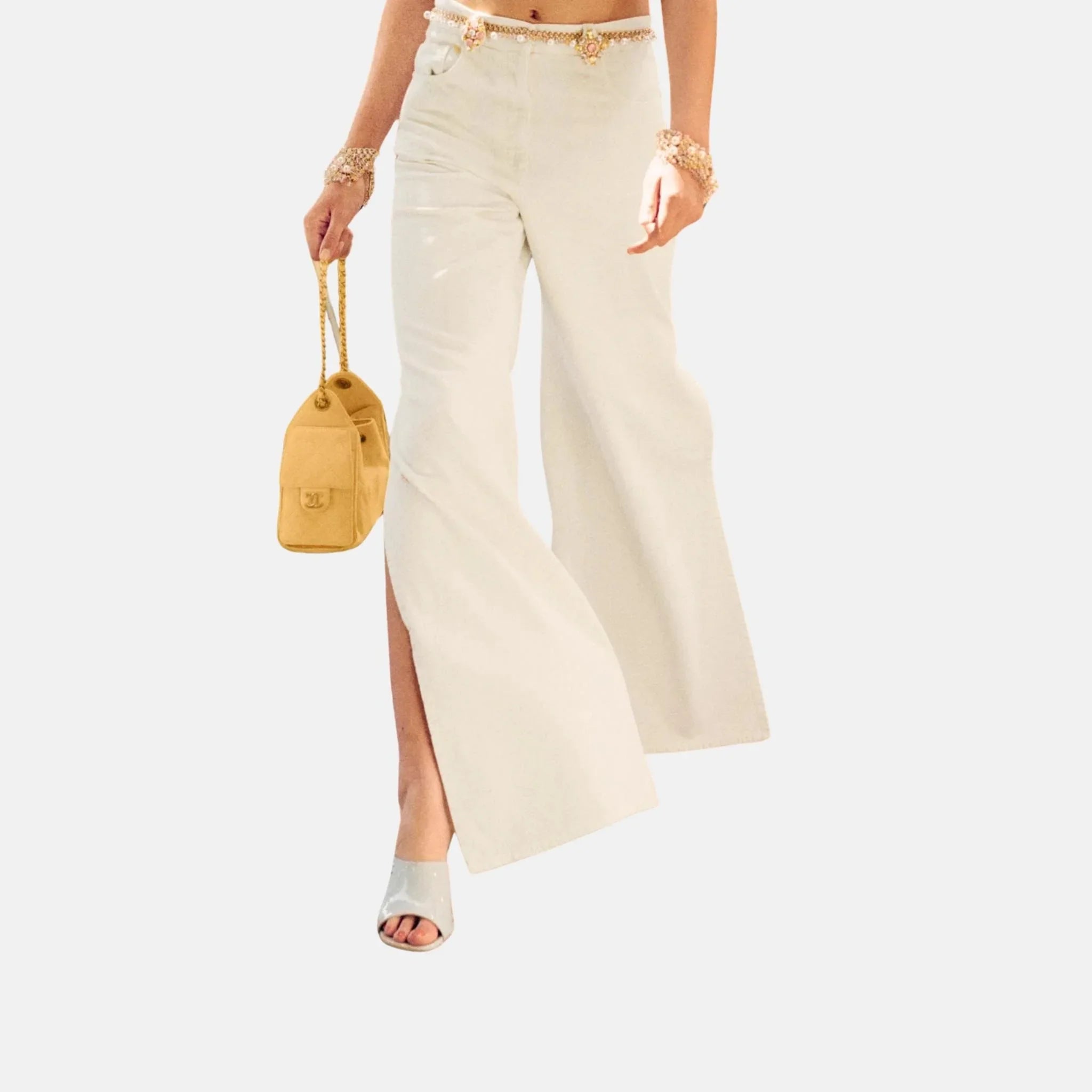 Chanel Trousers in Denim Light Yellow