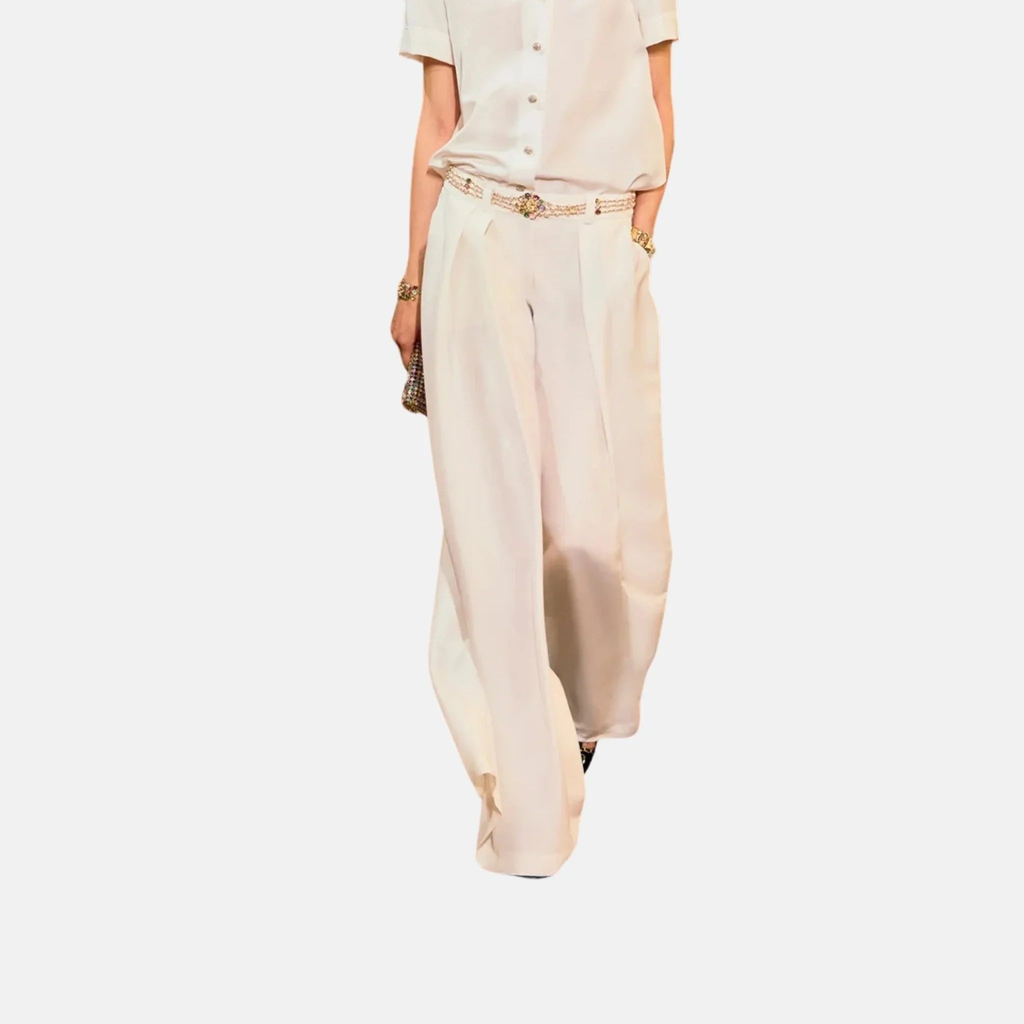 Trousers in Silk Ivory