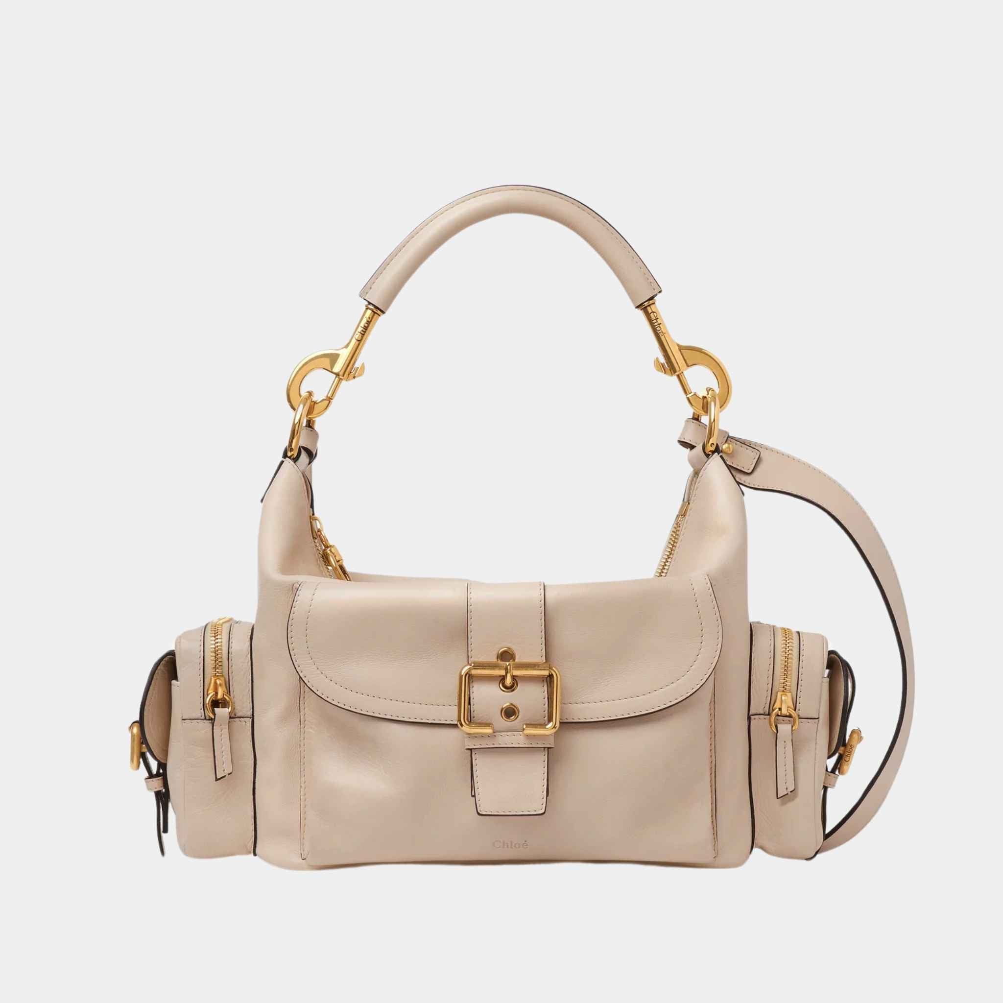 Chloe Camera Bag in Shiny Leather, Bayish Brown, Front