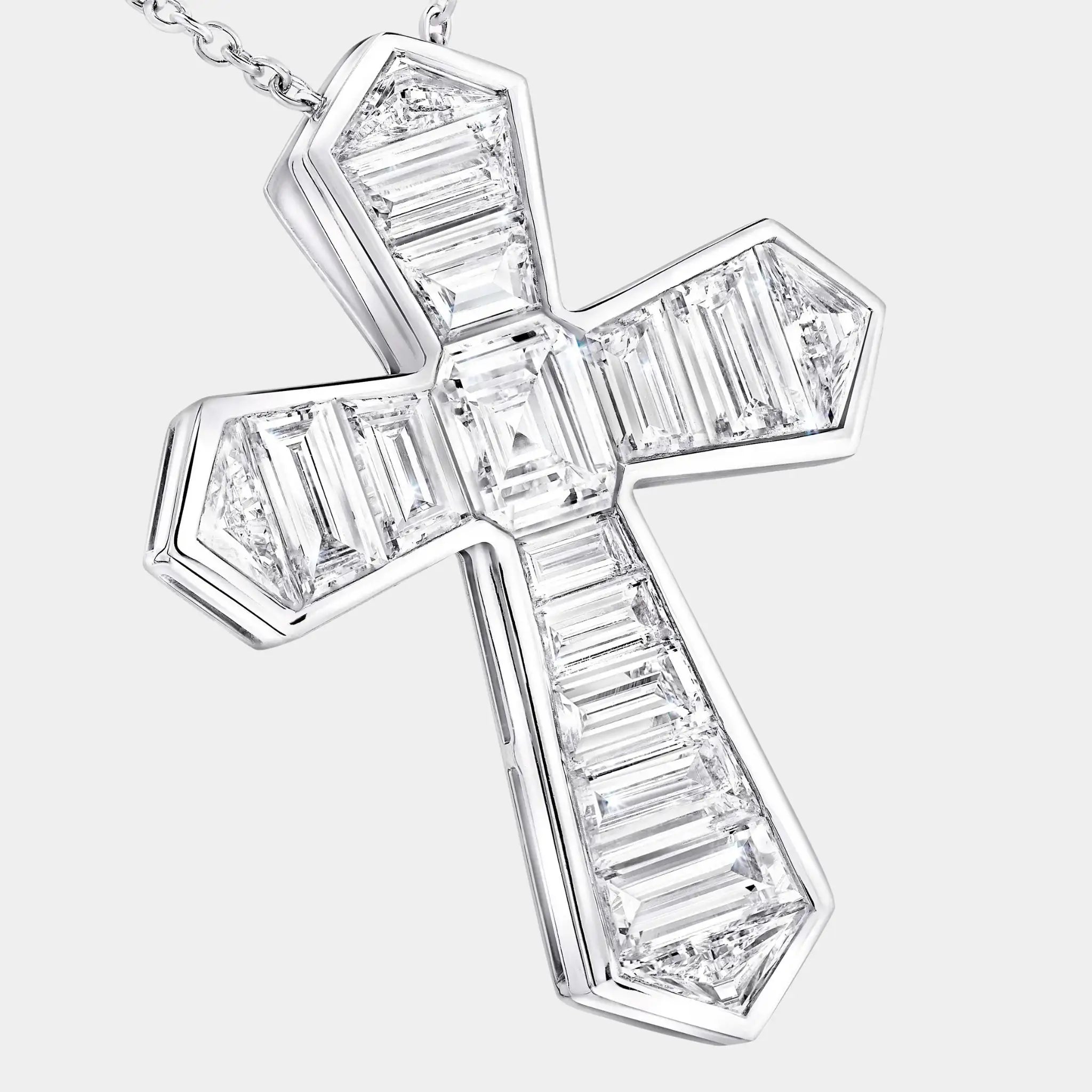 Classic Graff Baguette Cut Diamond Cross Pendant