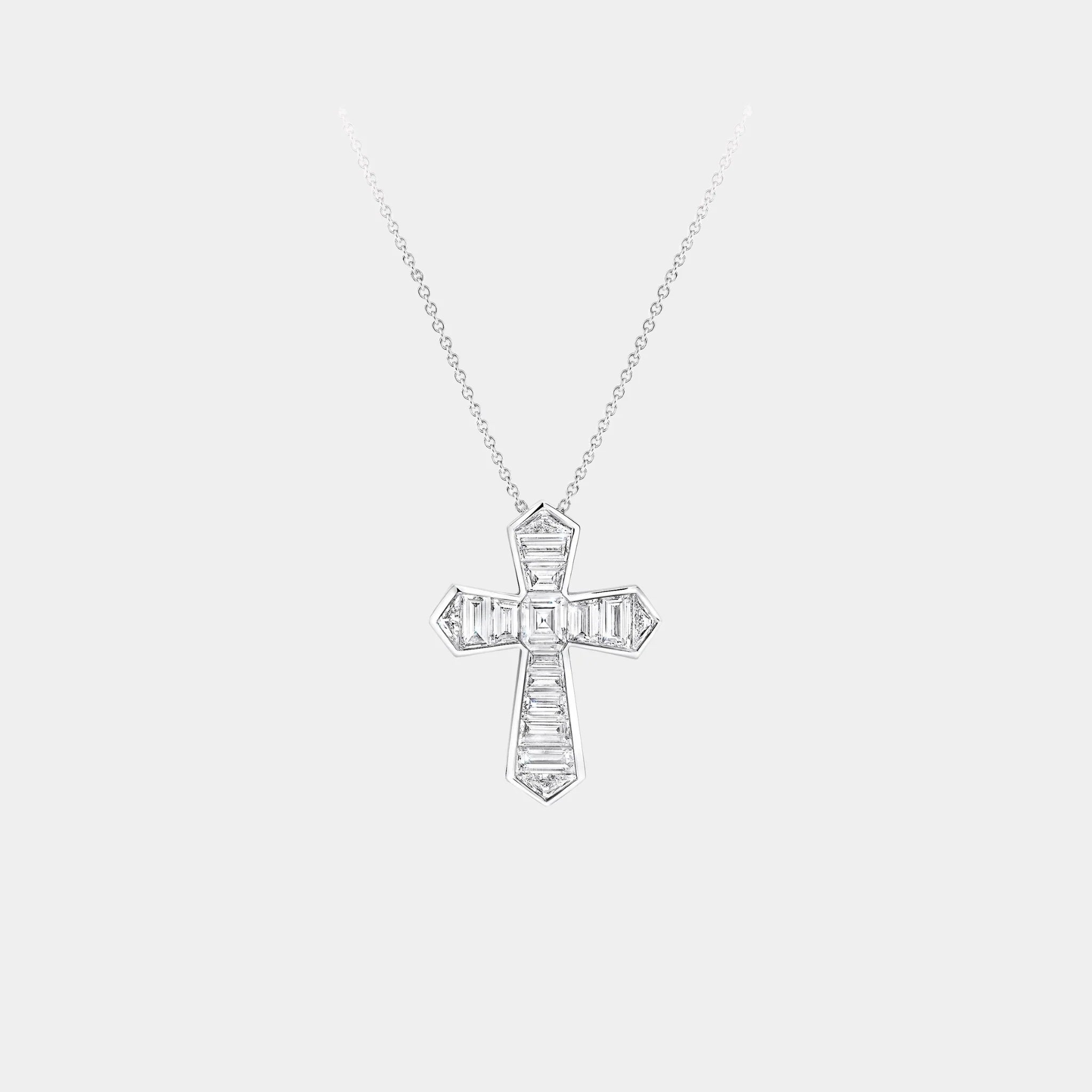 Classic Graff Baguette Cut Diamond Cross Pendant