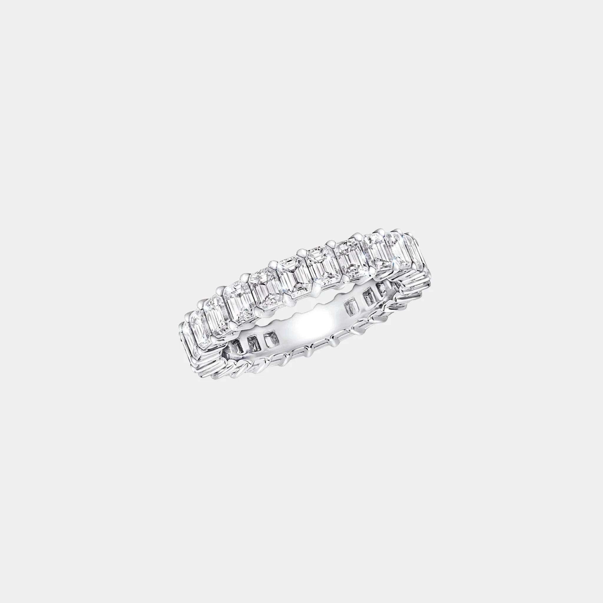 Classic Graff Claw Set Emerald Cut Diamond Eternity Ring