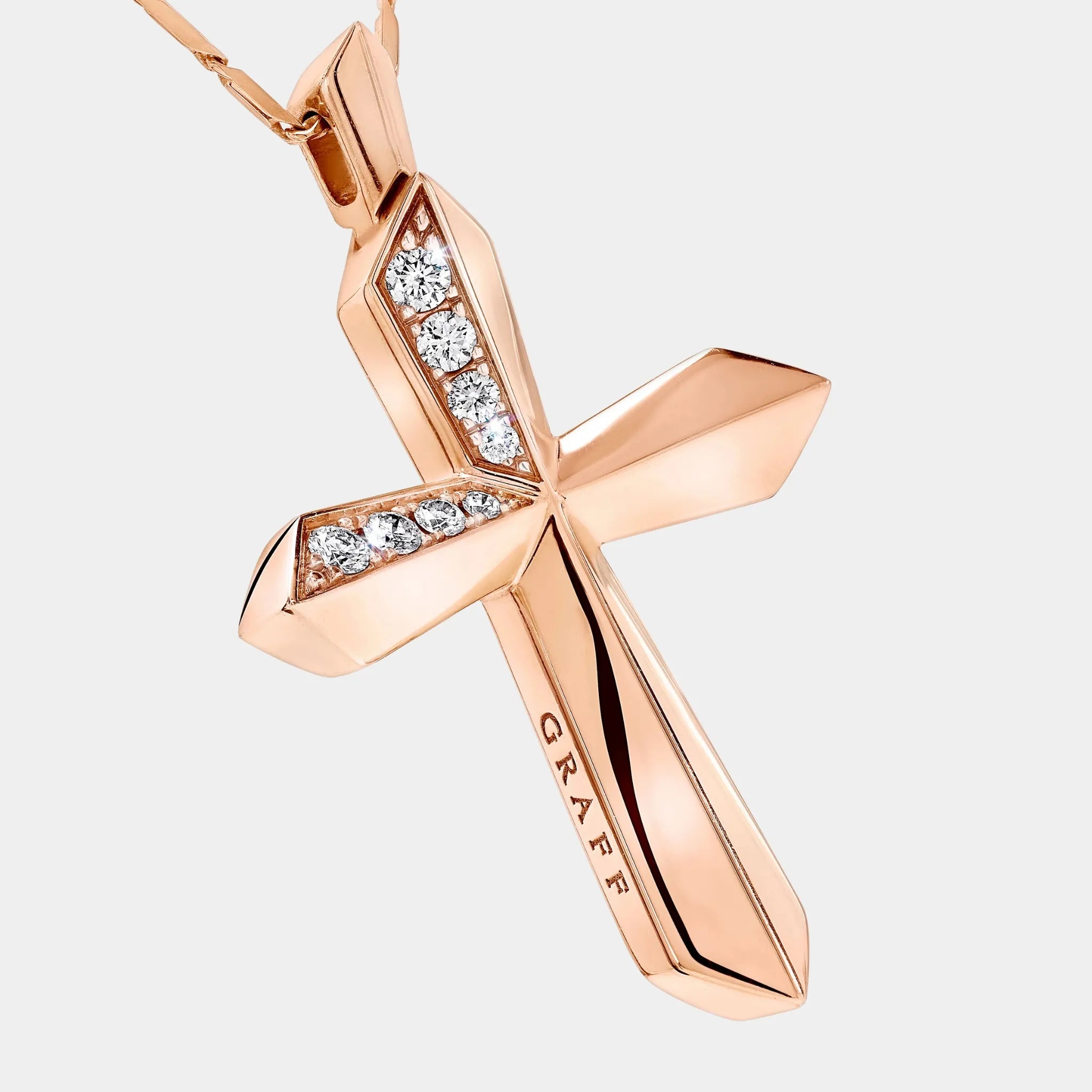 Classic Graff Cross Pendant Rose Gold