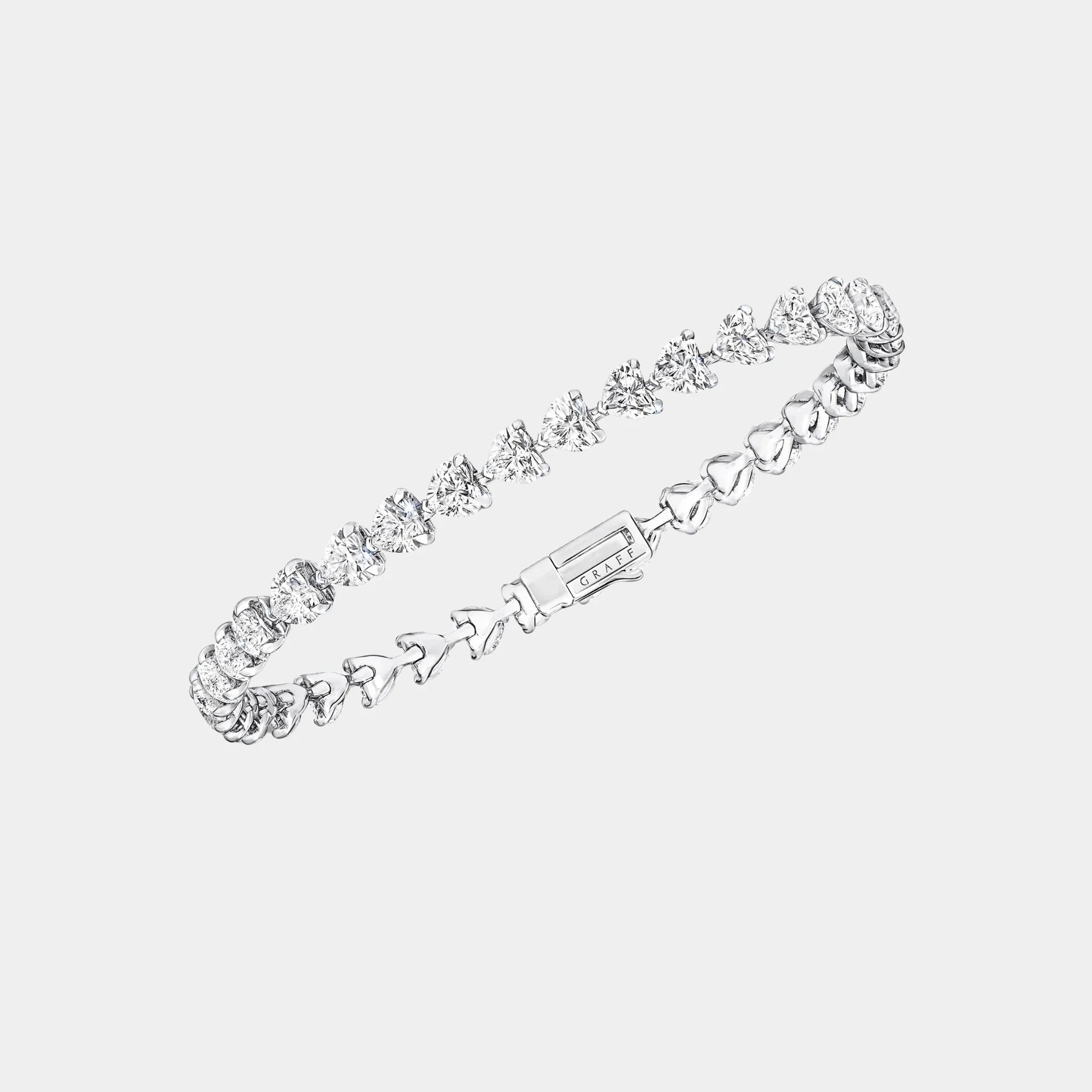 Classic Graff Heart Shape Diamond Bracelet White Gold