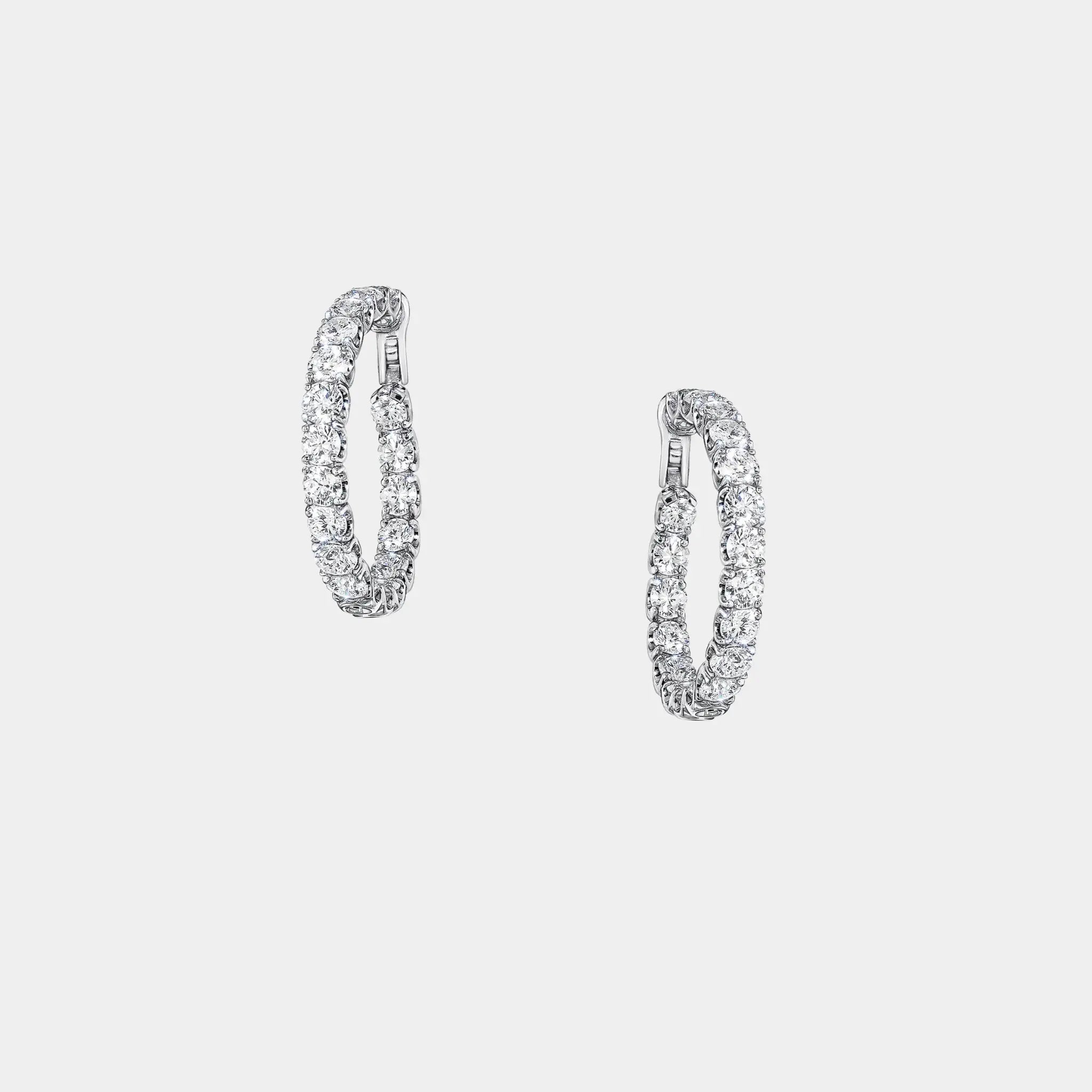 Classic Graff Round Diamond Hoop Earrings White Gold