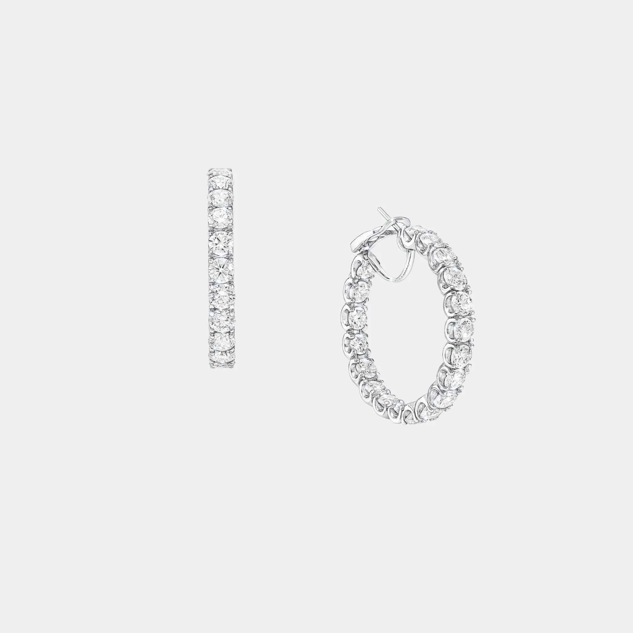 Classic Graff Round White Diamond Hoop Earrings