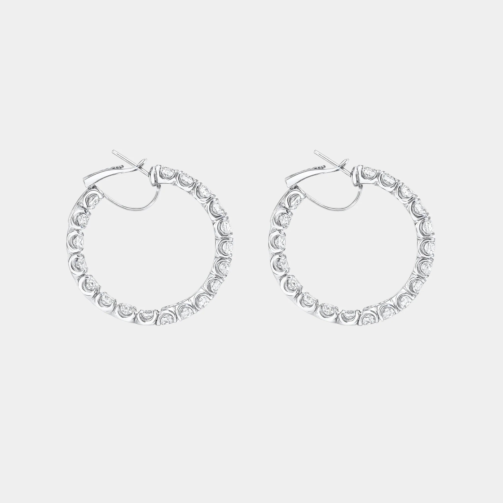 Classic Graff Round White Diamond Hoop Earrings