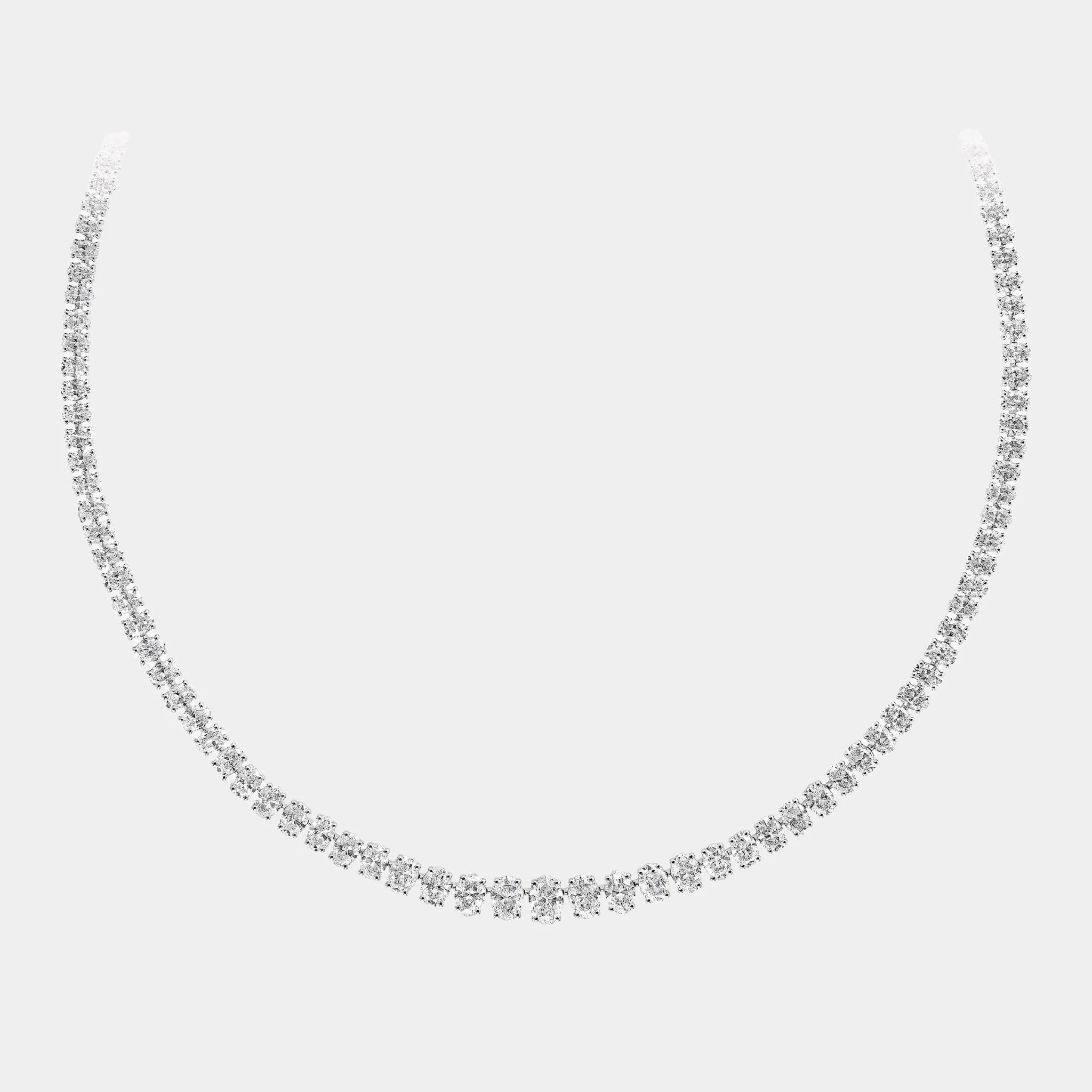 Classic Graff White Oval Diamond Graduated Line Necklace