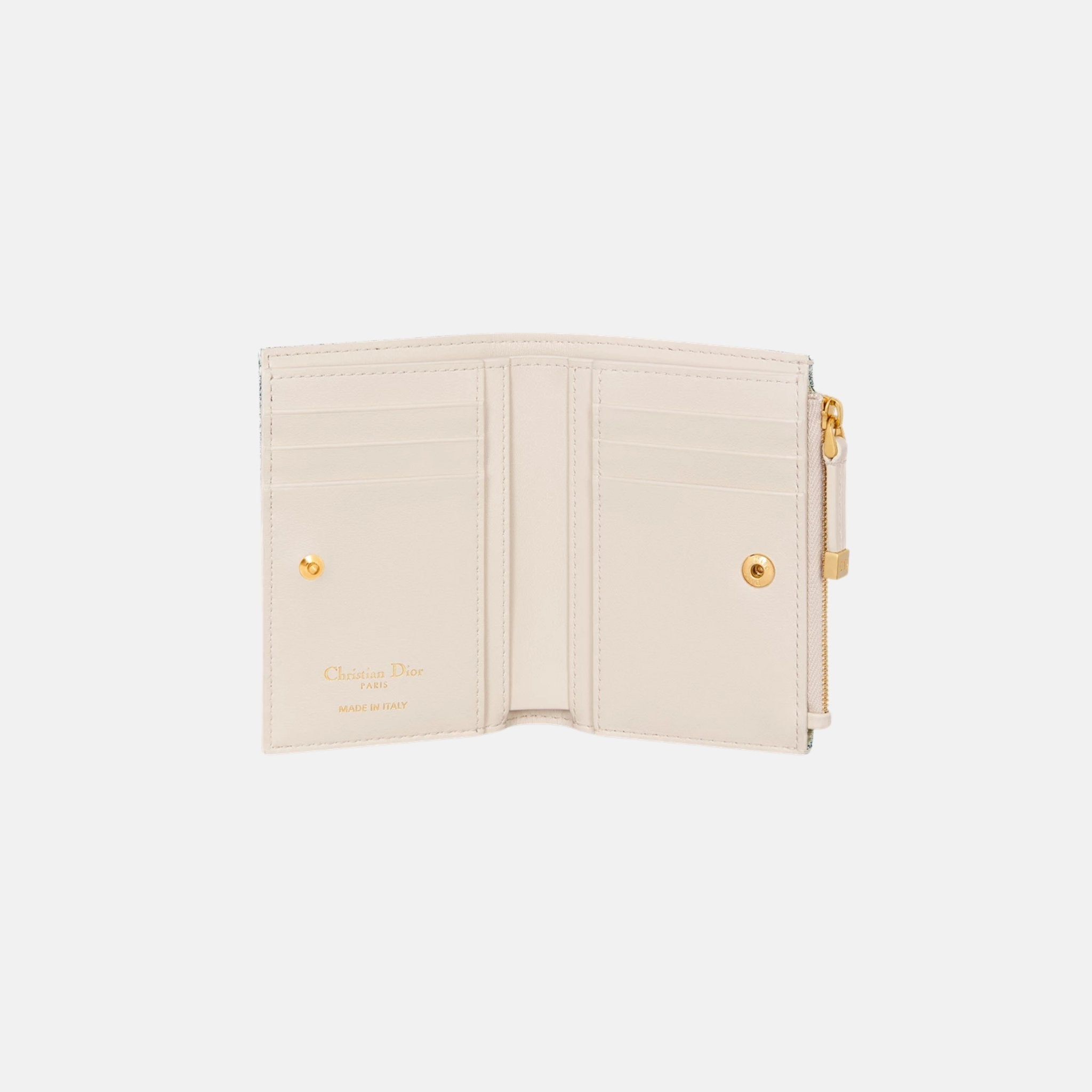 Dior 30 Montaigne Dahlia Wallet with Raffia and Calfskin