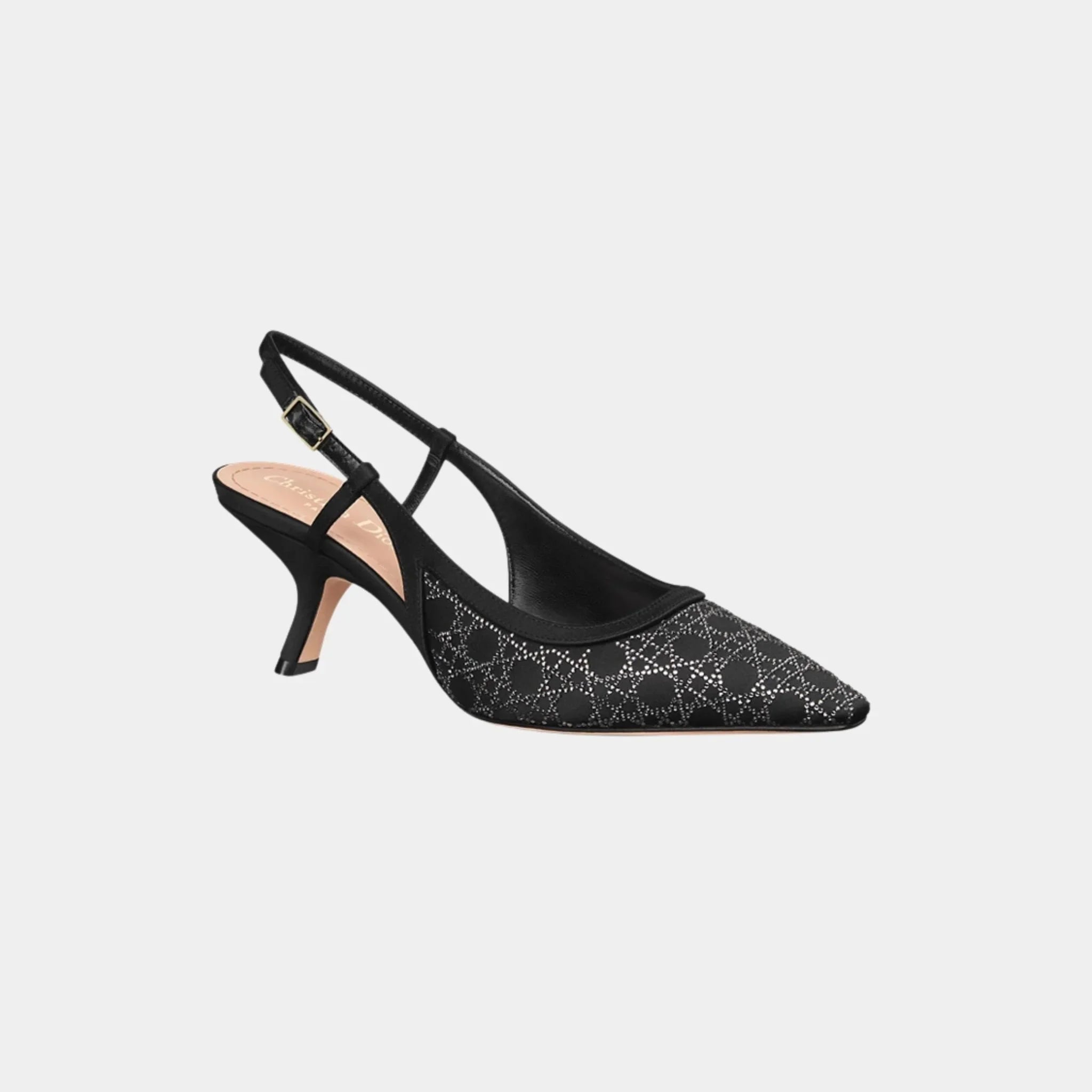 Dior Capture Slingback Pump Satin with Rhinestone Pattern
